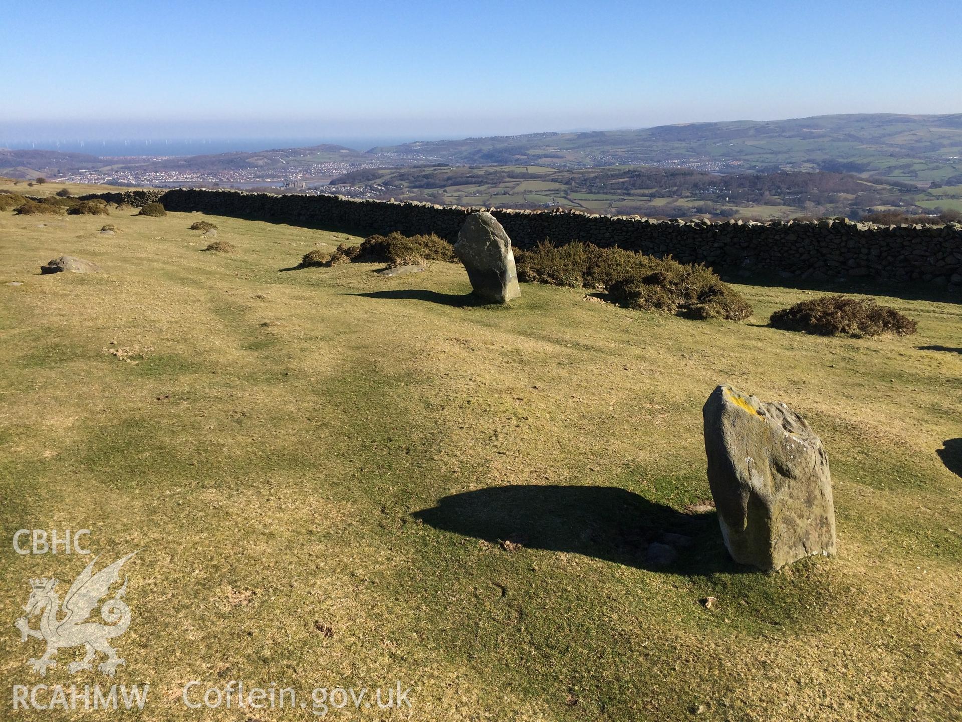 Photo showing view of Carn Llechen sites, taken by Paul R. Davis, February 2018.