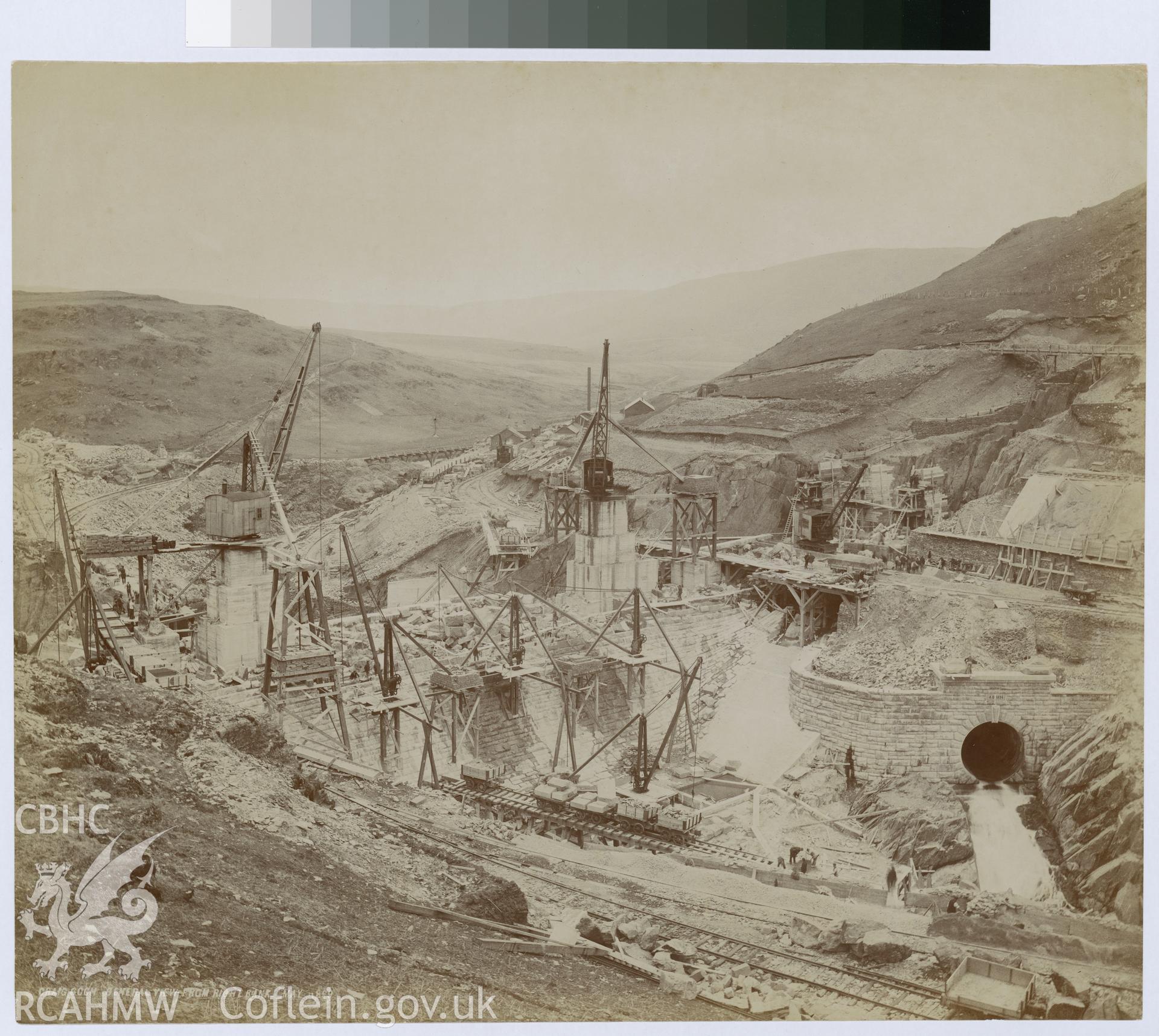 Digital copy of an albumen print from Edward Hubbard Collection showing a general view from the right bank at Craig Coch, taken May 1899.