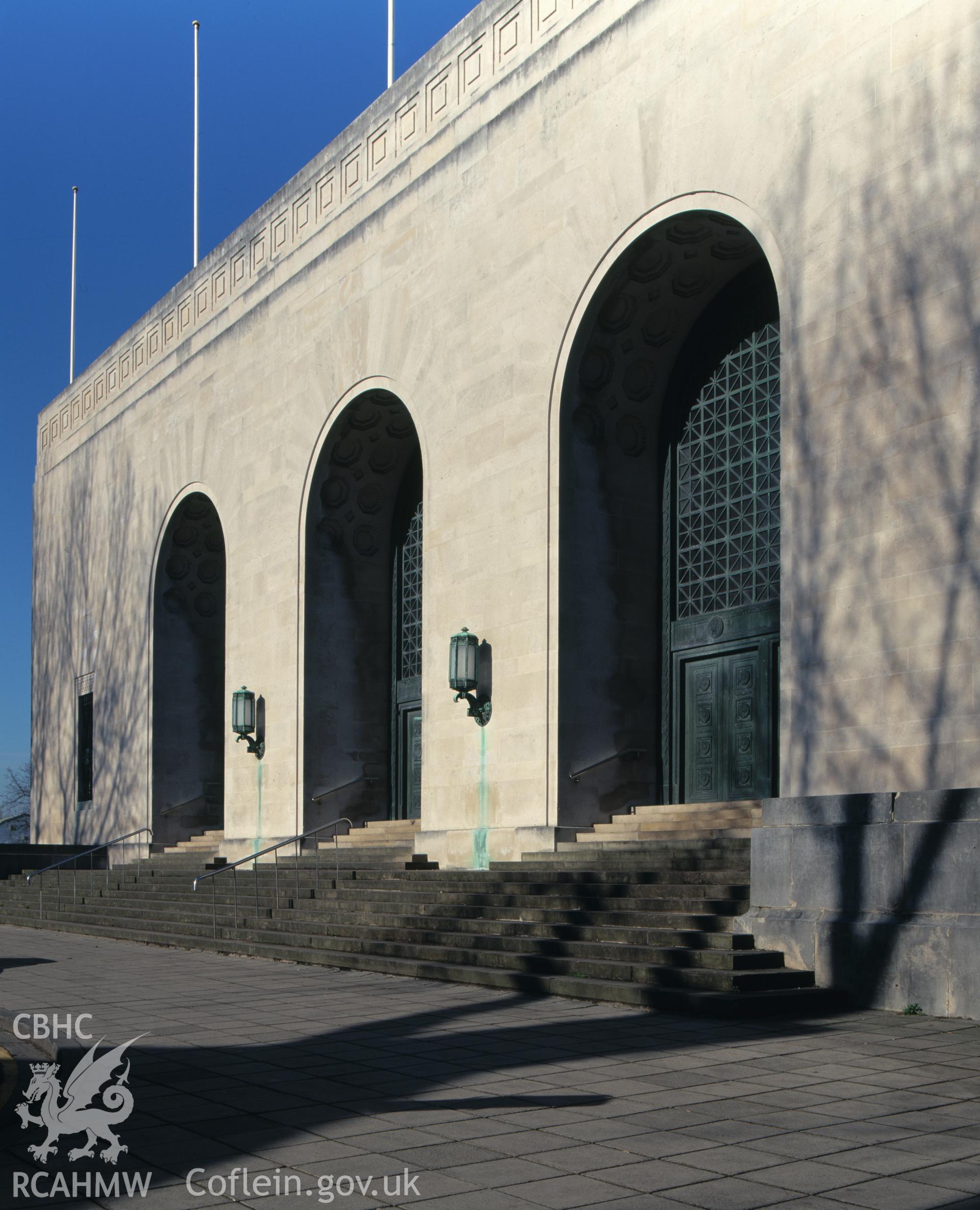 Digital copy of a colour negative showing the Guildhall, Swansea.