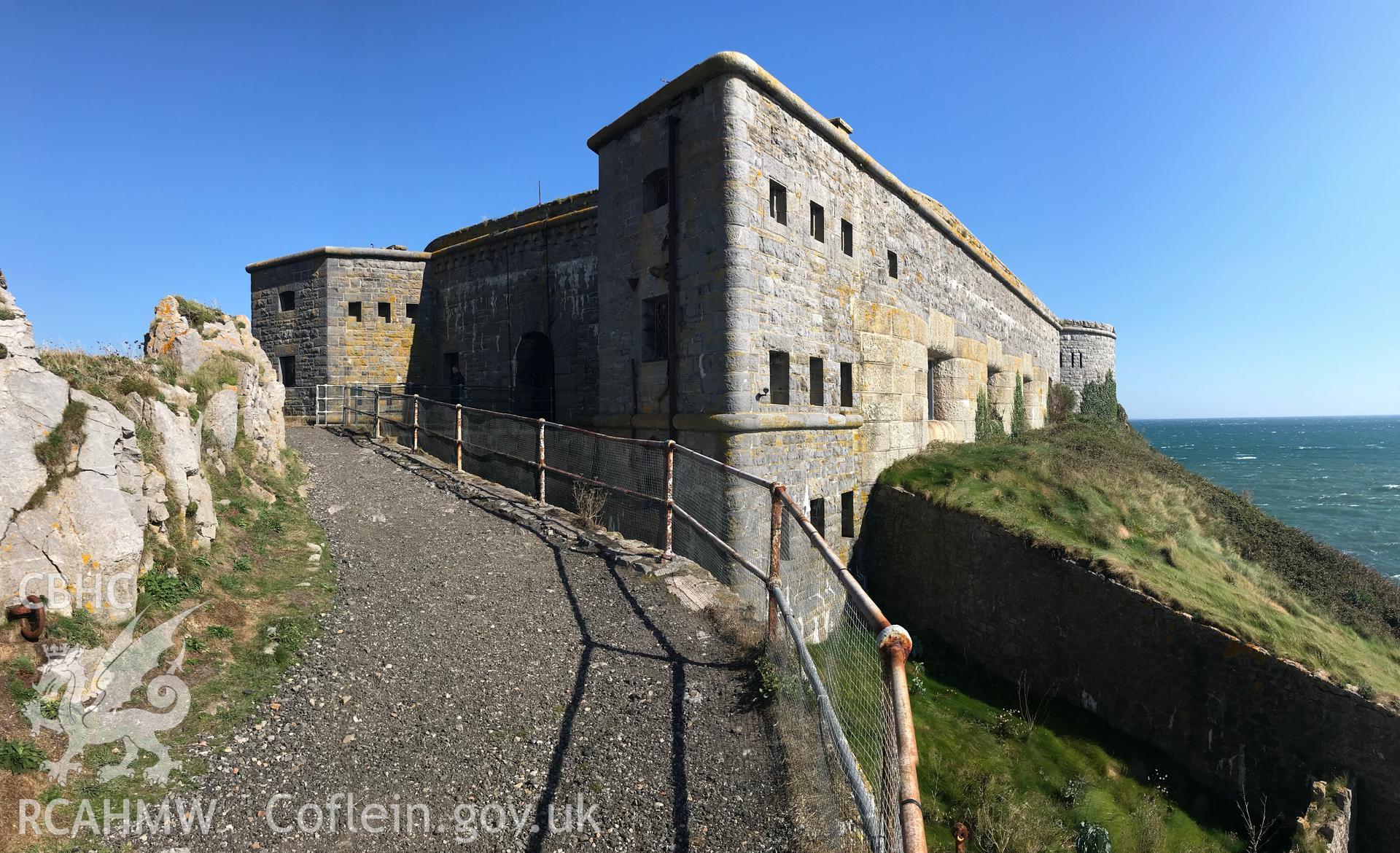 Digital colour photograph showing exterior view of St Catherine's Fort, on St Catherine's Island, Tenby, taken by Paul R. Davis on 20th September 2019.