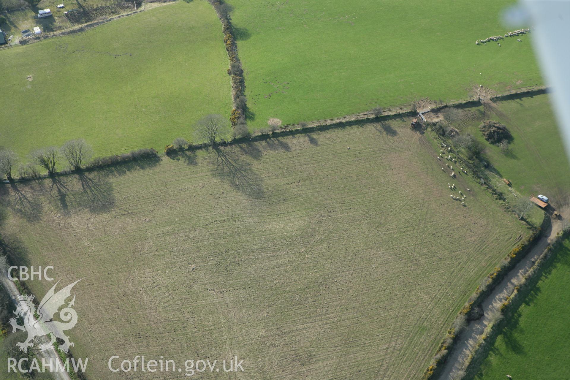 RCAHMW colour oblique aerial photograph of Caer Hen Feddau. Taken on 13 April 2010 by Toby Driver