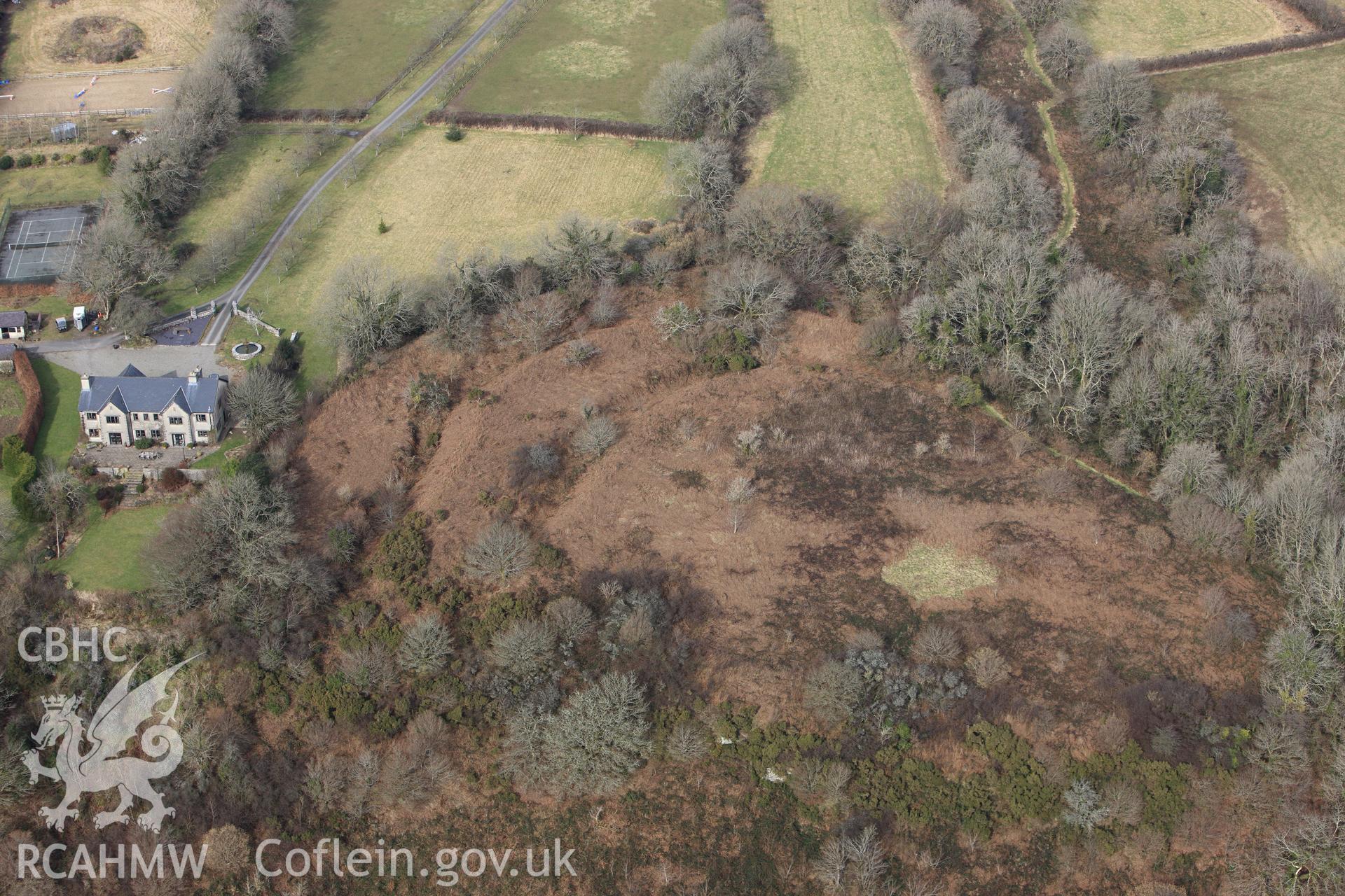 RCAHMW colour oblique photograph of Llanddewi Gaer. Taken by Toby Driver on 02/03/2010.