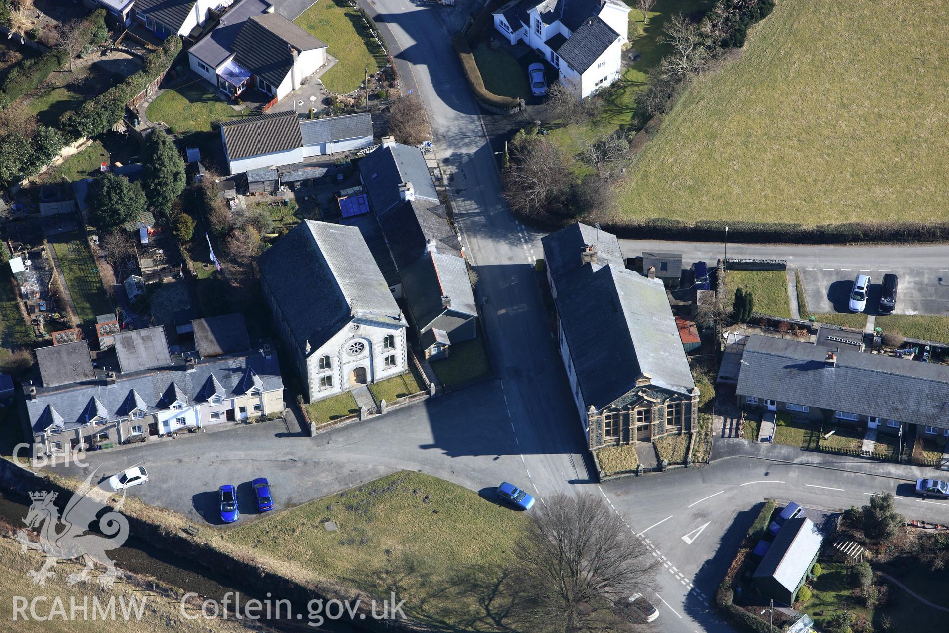 RCAHMW colour oblique photograph of Camel Welsh Independent chapel, Pennal. Taken by Toby Driver on 08/03/2010.