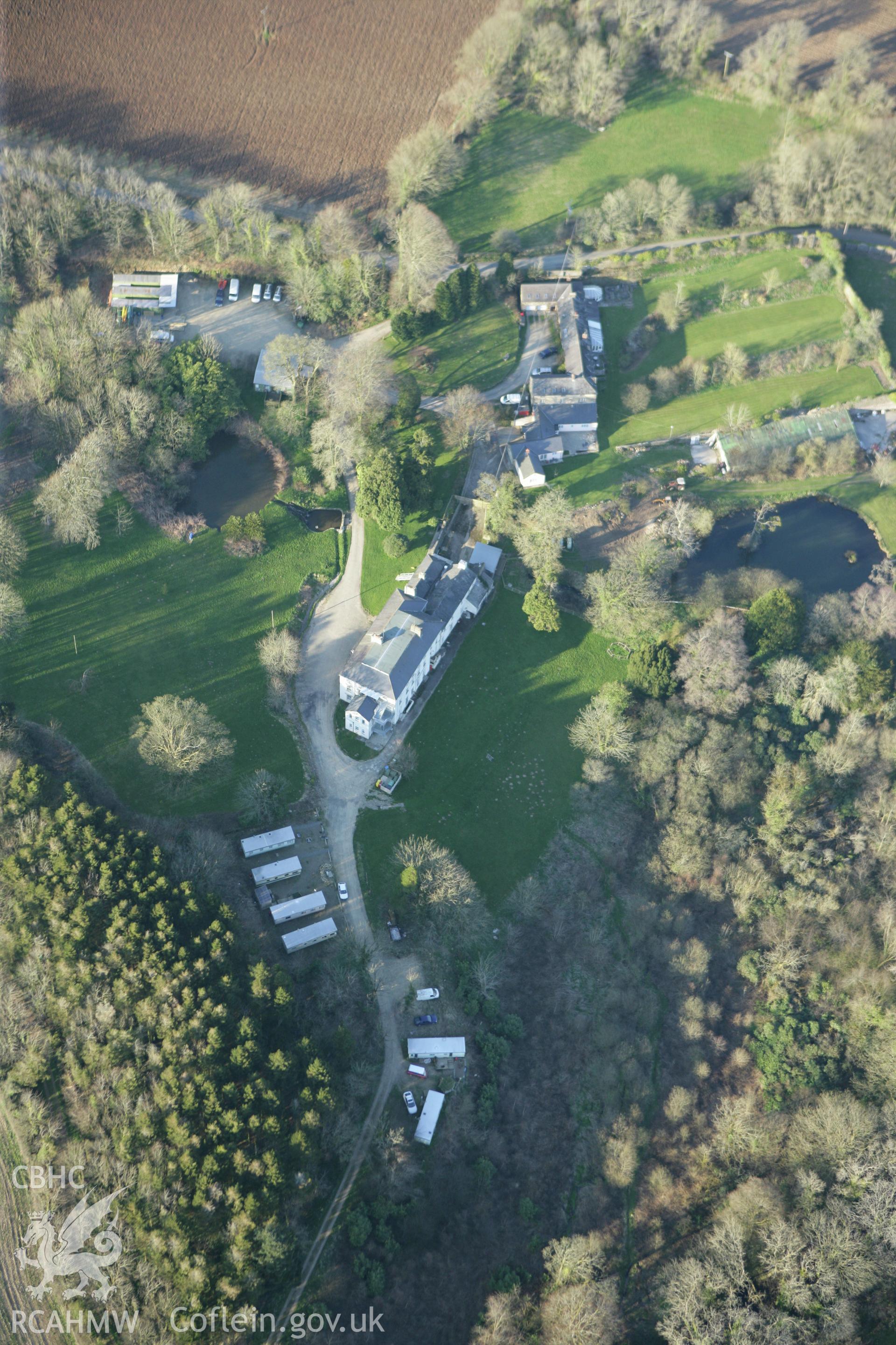 RCAHMW colour oblique aerial photograph of Sealyham Mansion. Taken on 13 April 2010 by Toby Driver