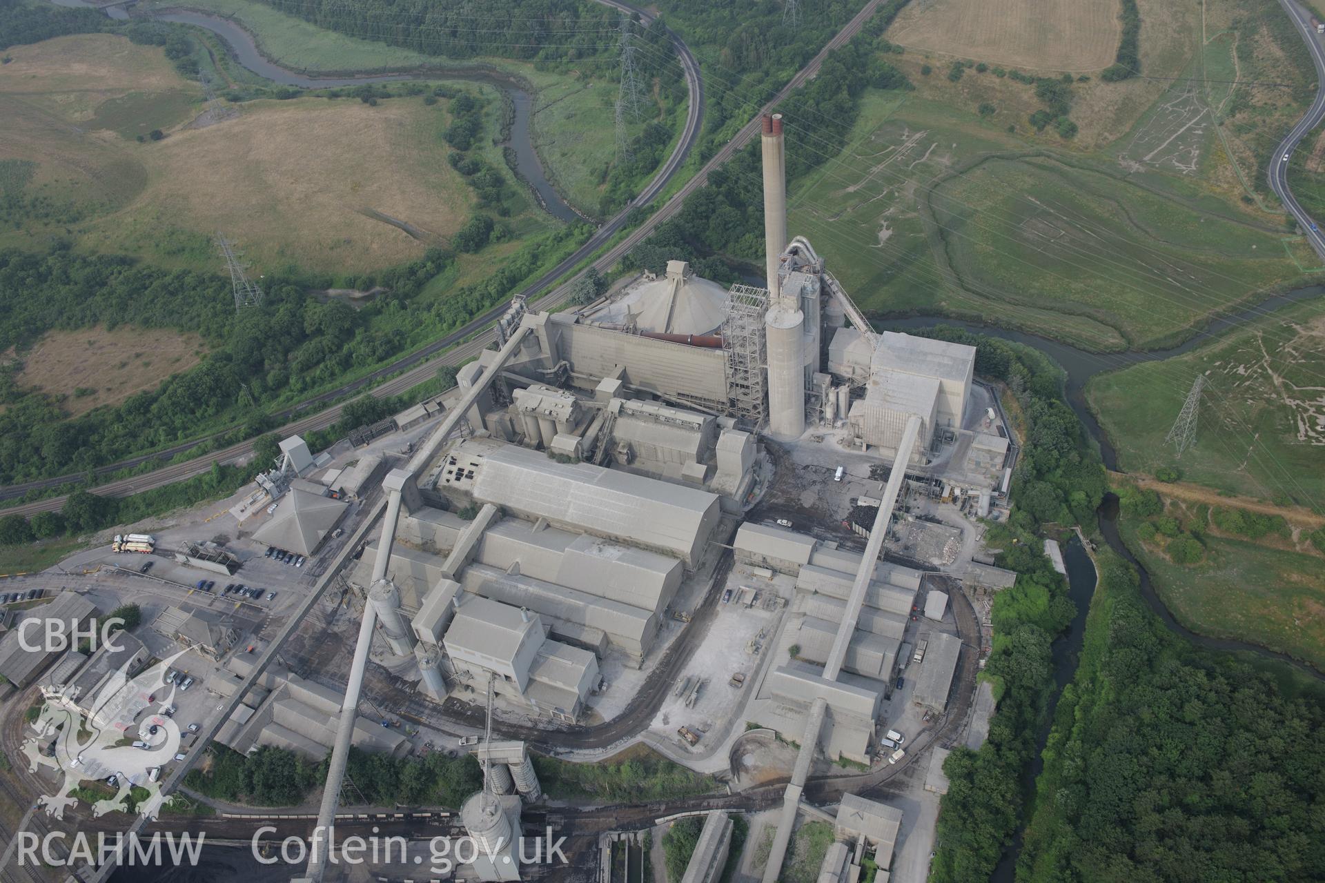 Royal Commission aerial photography of Aberthaw cement works recorded during drought conditions on 22nd July 2013.