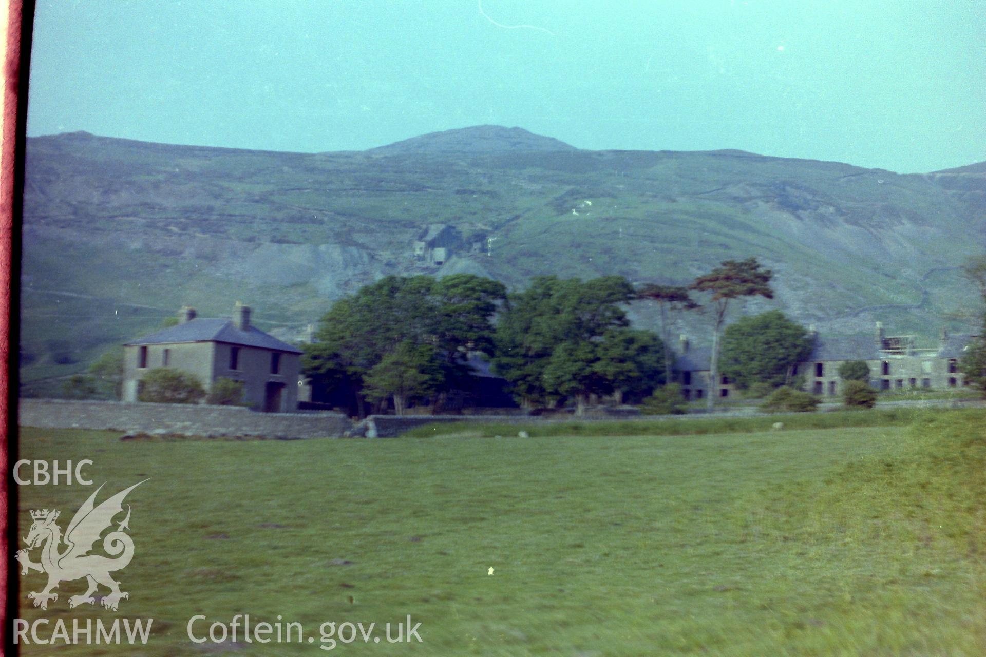 Digitised colour photograph of 'Y Plas,' and Porth-y-Nant village. Produced during a Bachelor of Architecture dissertation: 'The Form and Architecture of Nineteenth Century Industrial Settlements in Rural Wales' by Martin Davies, 1979.