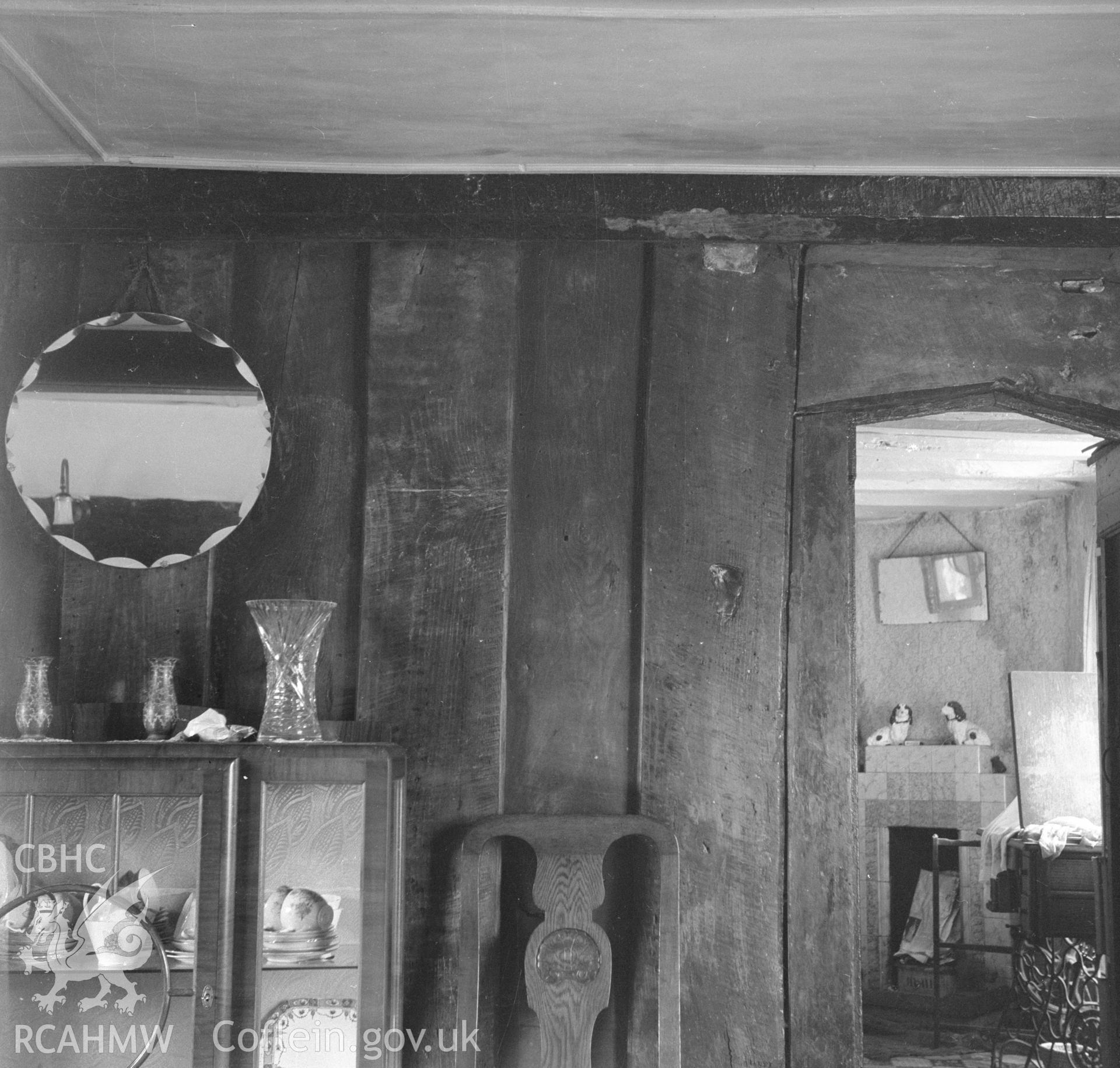 Digital copy of a nitrate negative showing interior view of Leeswood Green, Flintshire.