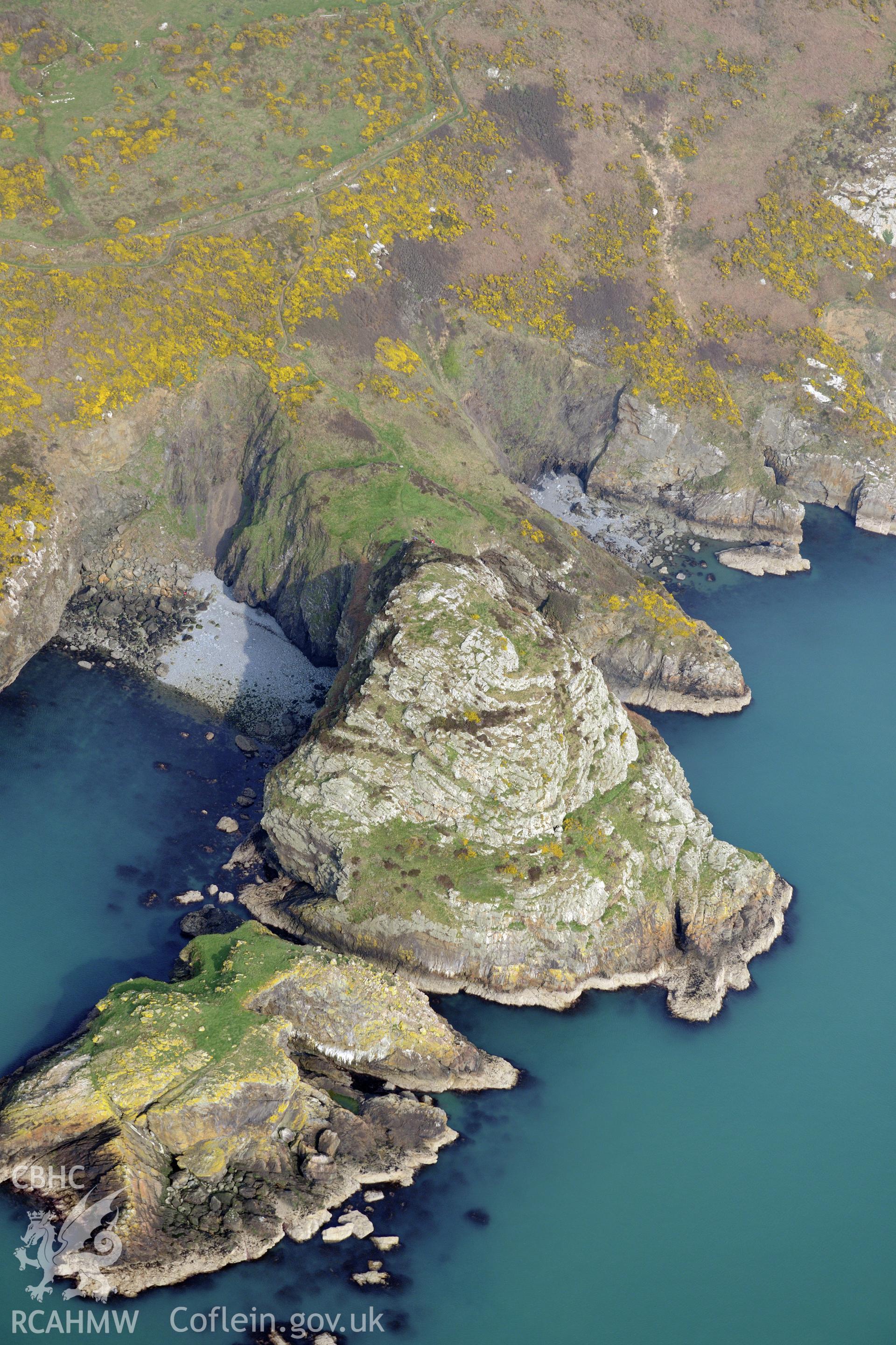 Aerial photography of Dinas Mawr taken on 27th March 2017. Baseline aerial reconnaissance survey for the CHERISH Project. ? Crown: CHERISH PROJECT 2017. Produced with EU funds through the Ireland Wales Co-operation Programme 2014-2020. All material made freely available through the Open Government Licence.