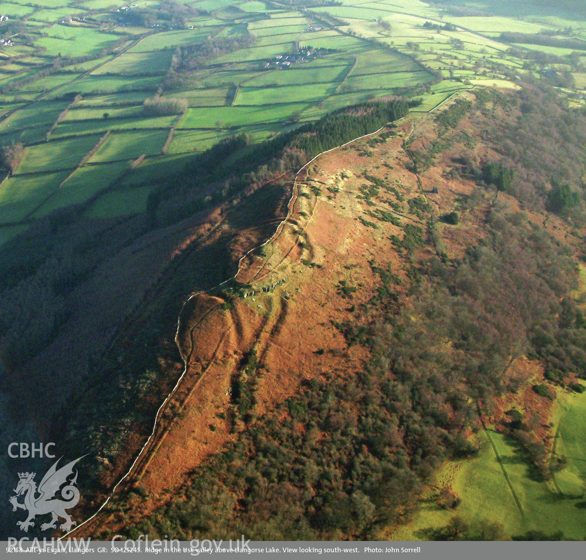 View of Allt yr Esgair Hillfort, taken by John Sorrell, December 2005.