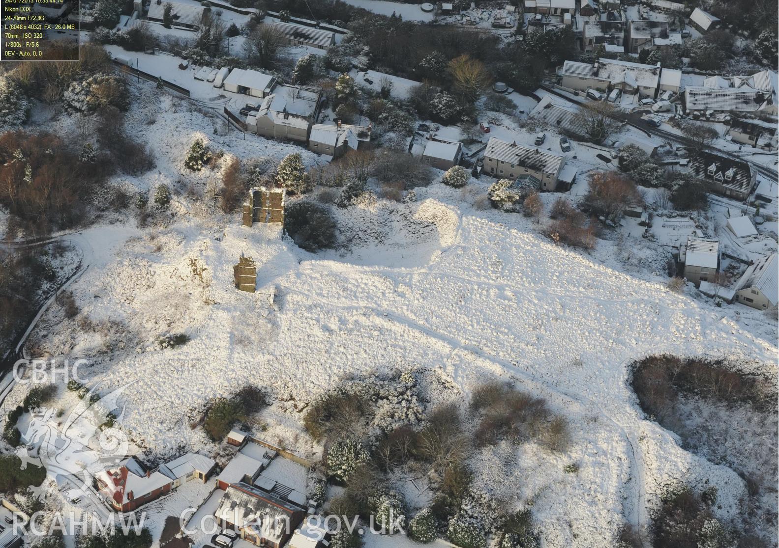 Morris Castle workers housing, Landore, Swansea. Oblique aerial photograph taken during the Royal Commission?s programme of archaeological aerial reconnaissance by Toby Driver on 24th January 2013.