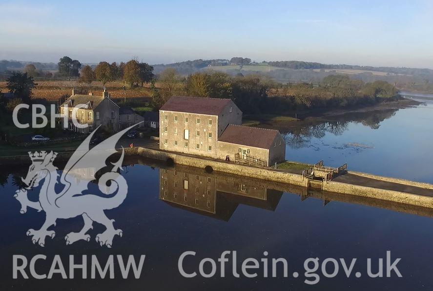 Colour photo showing Carew Tide Mill, taken by Paul R. Davis, 26th October 2016.