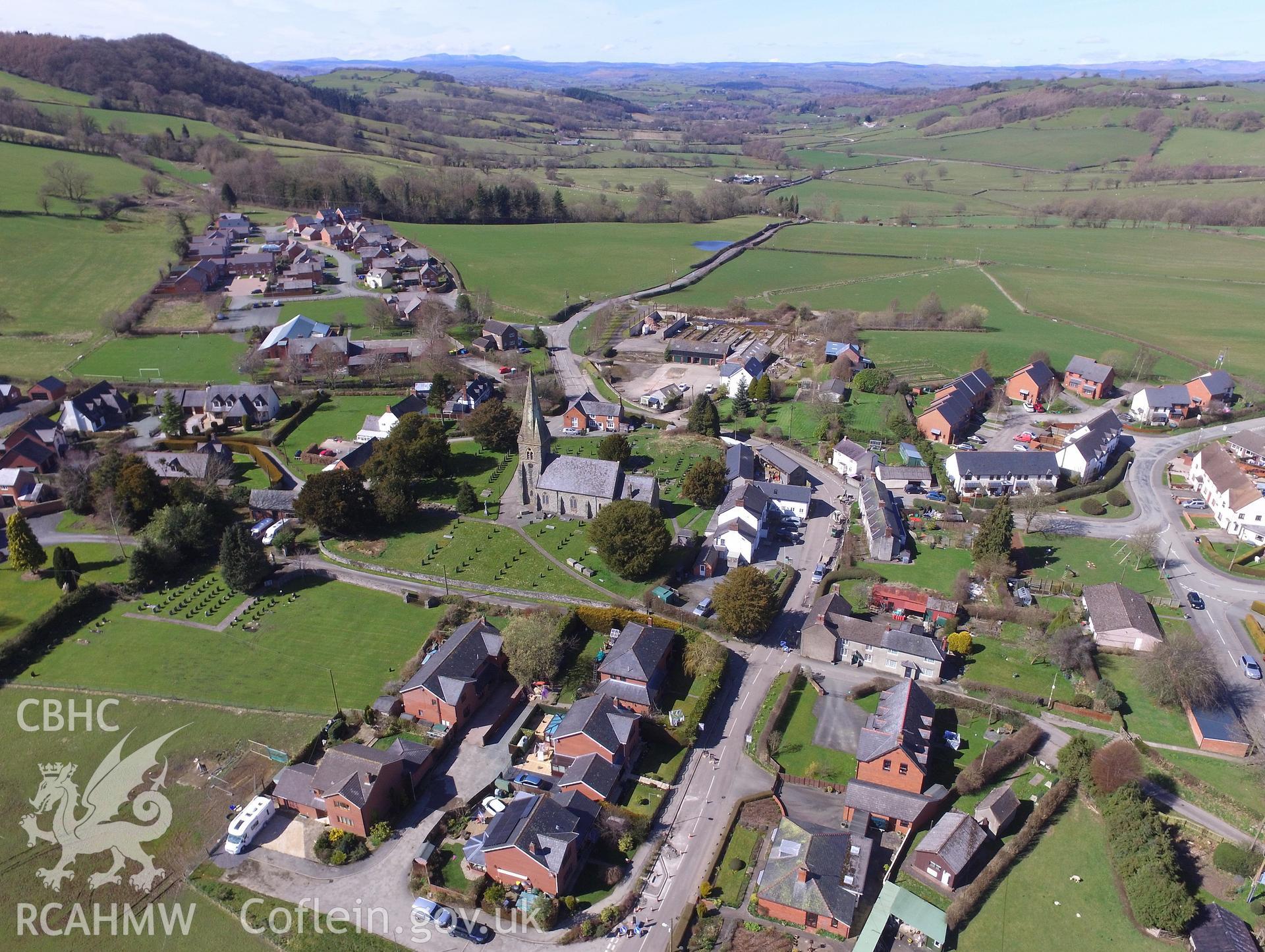 Colour photo showing view of St. Garmon's Church, Castle Caereinion, taken by Paul R. Davis, 2018.