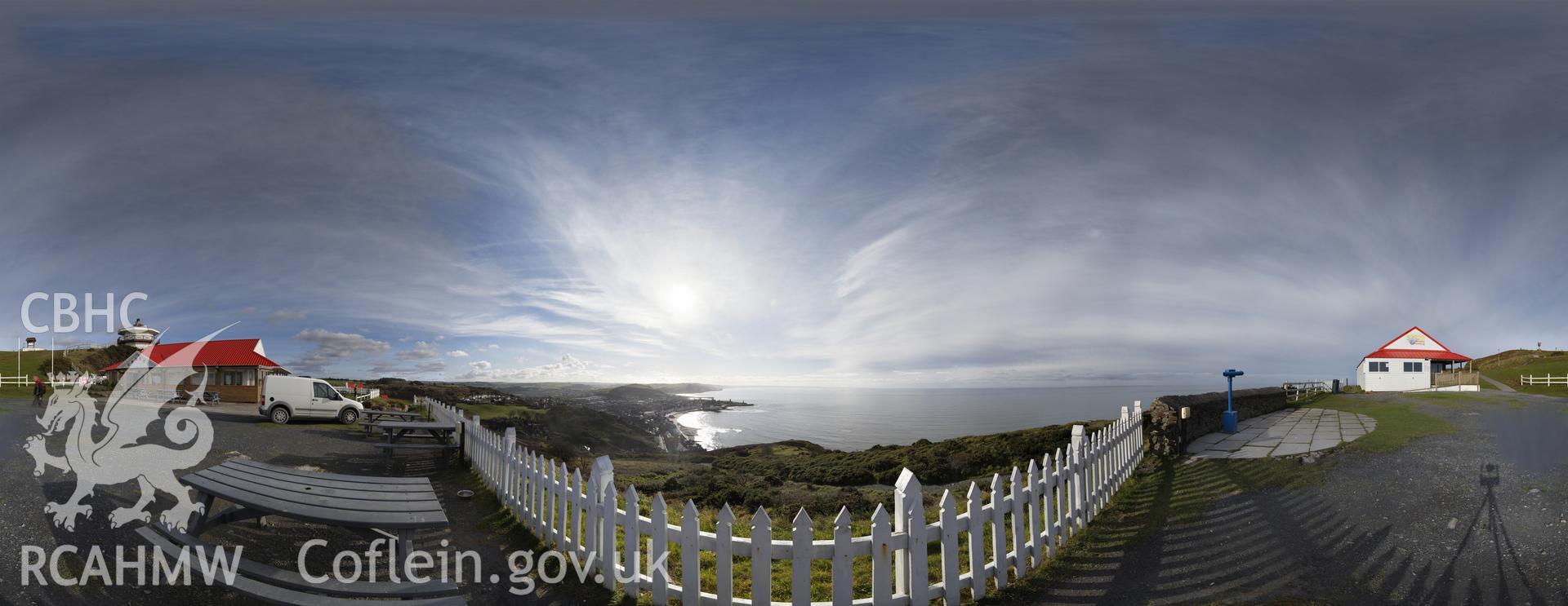 Reduced resolution tiff of stitched images showing Constitution Hill, Aberystwyth produced by Susan Fielding and Rita Singer, 2018. Produced through European Travellers to Wales project.