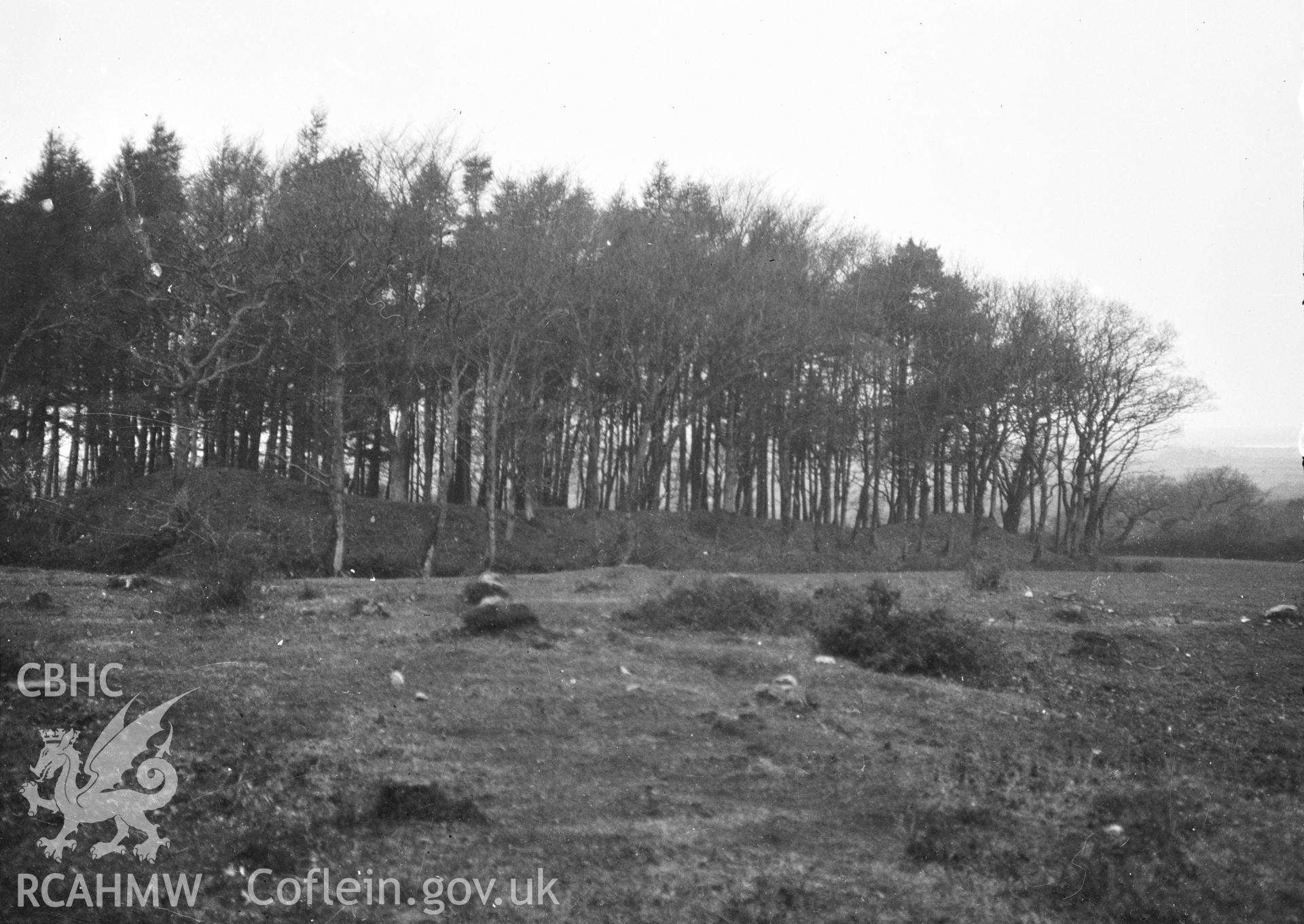 Digital copy of a nitrate negative showing Dinas y Prif Camp.