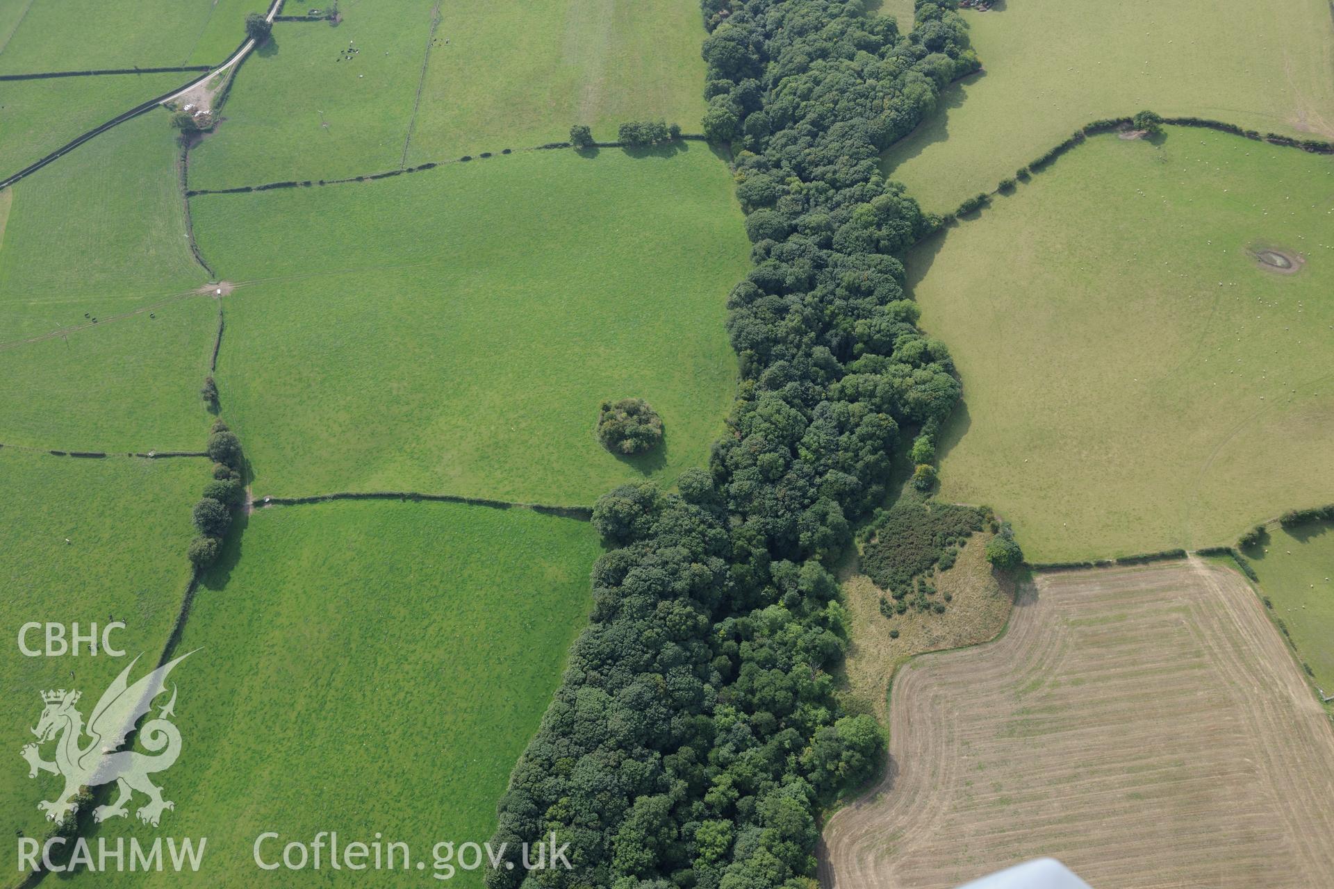 Coleshill Castle or Hen Blas, near Flint. Oblique aerial photograph taken during the Royal Commission's programme of archaeological aerial reconnaissance by Toby Driver on 11th September 2015.