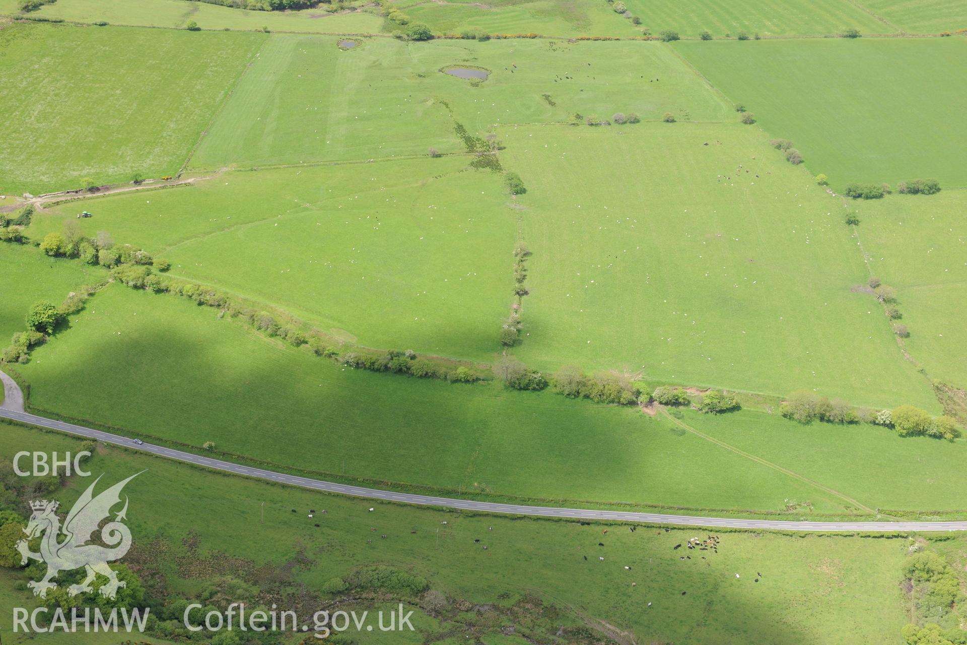 Clawdd Mawr. Oblique aerial photograph taken during the Royal Commission?s programme of archaeological aerial reconnaissance by Toby Driver on 3rd June 2015.