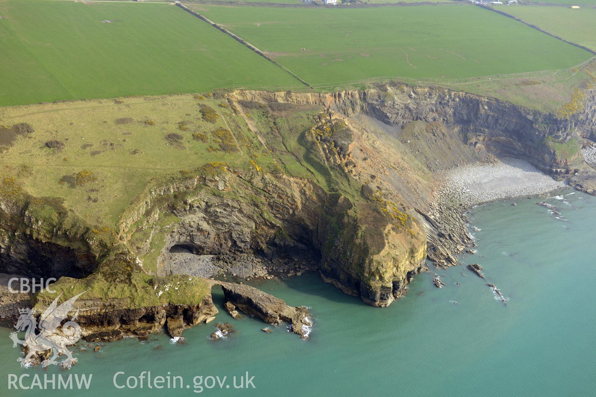 Aerial photography of Black Point Rath taken on 27th March 2017 for structure from motion monitoring. Baseline aerial reconnaissance survey for the CHERISH Project. ? Crown: CHERISH PROJECT 2017. Produced with EU funds through the Ireland Wales Co-operation Programme 2014-2020. All material made freely available through the Open Government Licence.