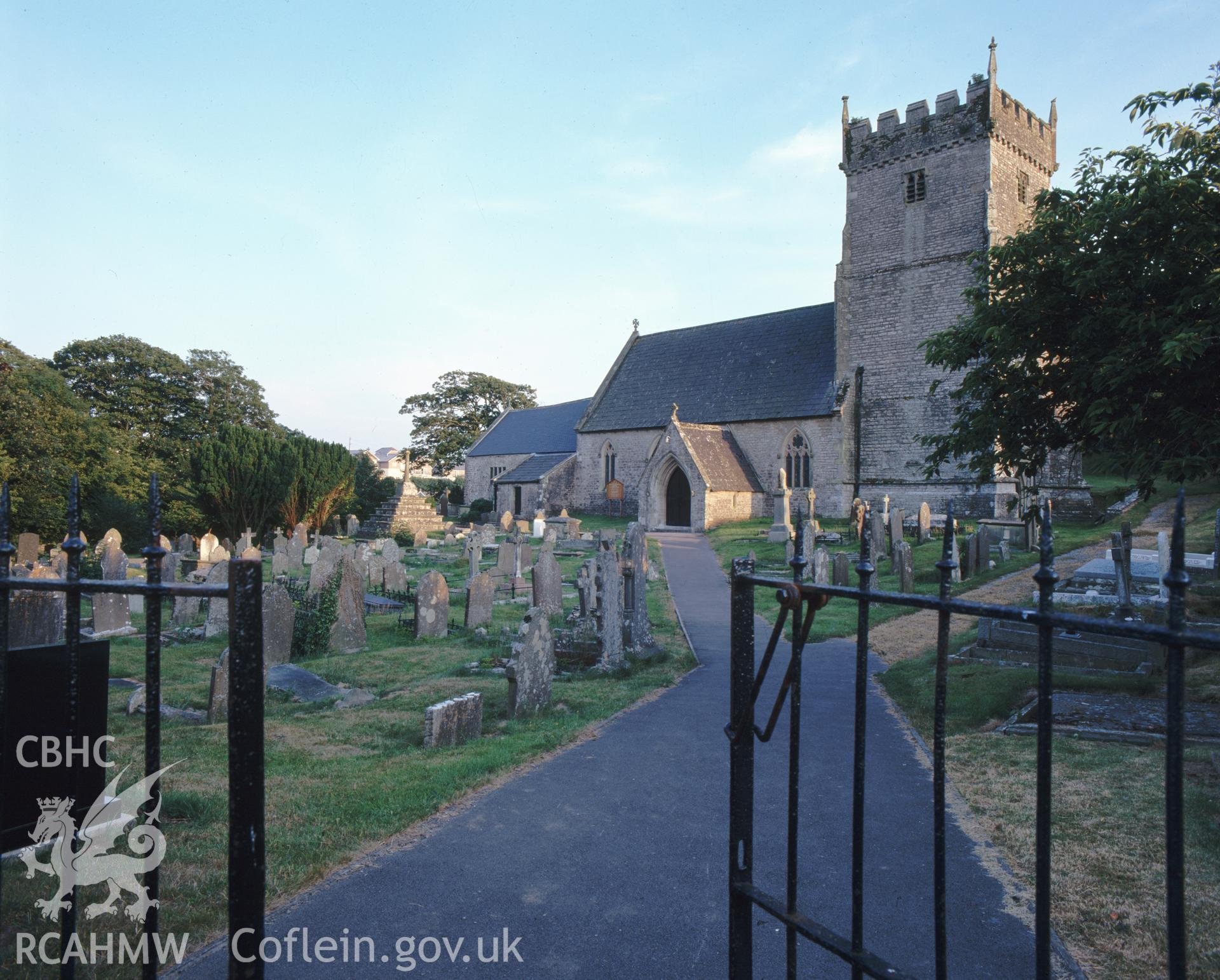 Digital copy of a colour negative showing a view of St Bridget's Church.