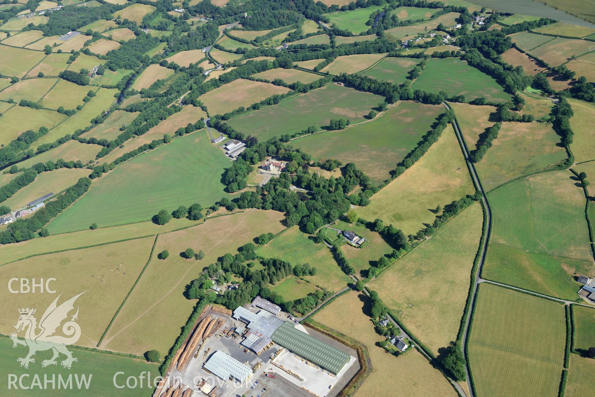 Royal Commission aerial photography of Maesycrugiau taken on 19th July 2018 during the 2018 drought.