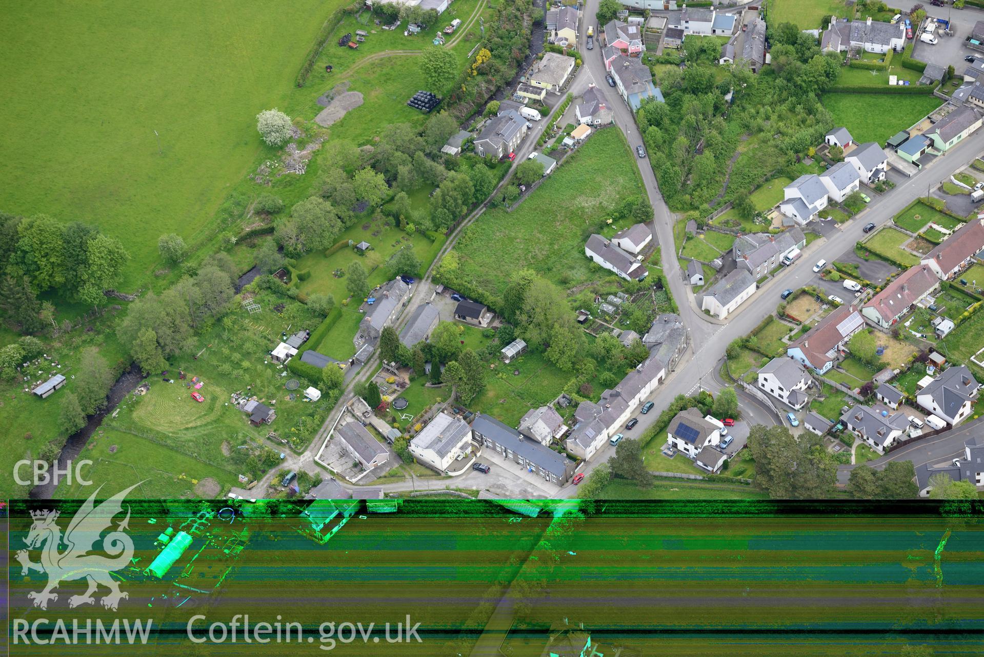 Llanddewi Brefi. Oblique aerial photograph taken during the Royal Commission's programme of archaeological aerial reconnaissance by Toby Driver on 3rd June 2015.