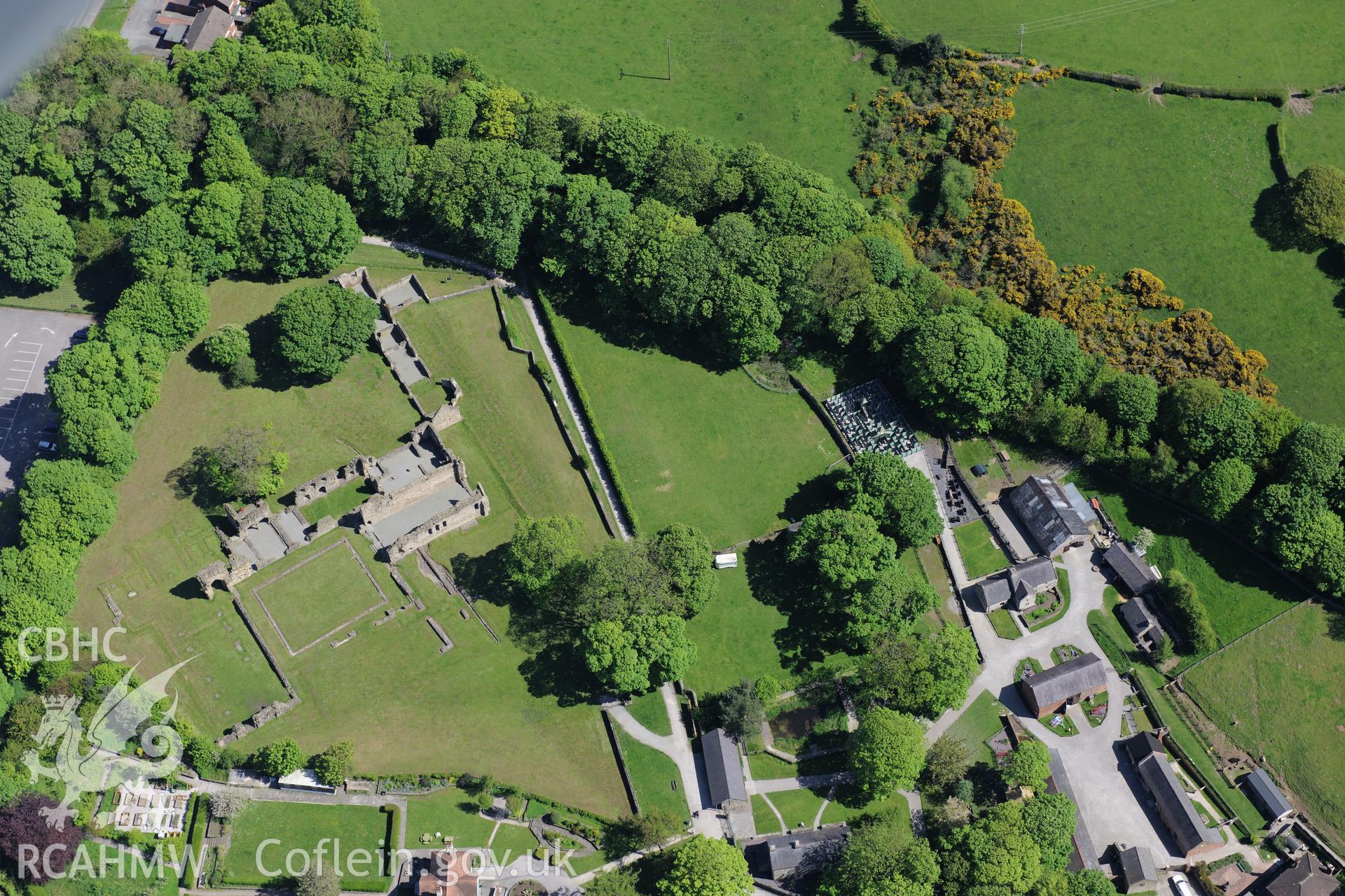 Basingwerk Abbey, Holywell. Oblique aerial photograph taken during the Royal Commission?s programme of archaeological aerial reconnaissance by Toby Driver on 22nd May 2013.