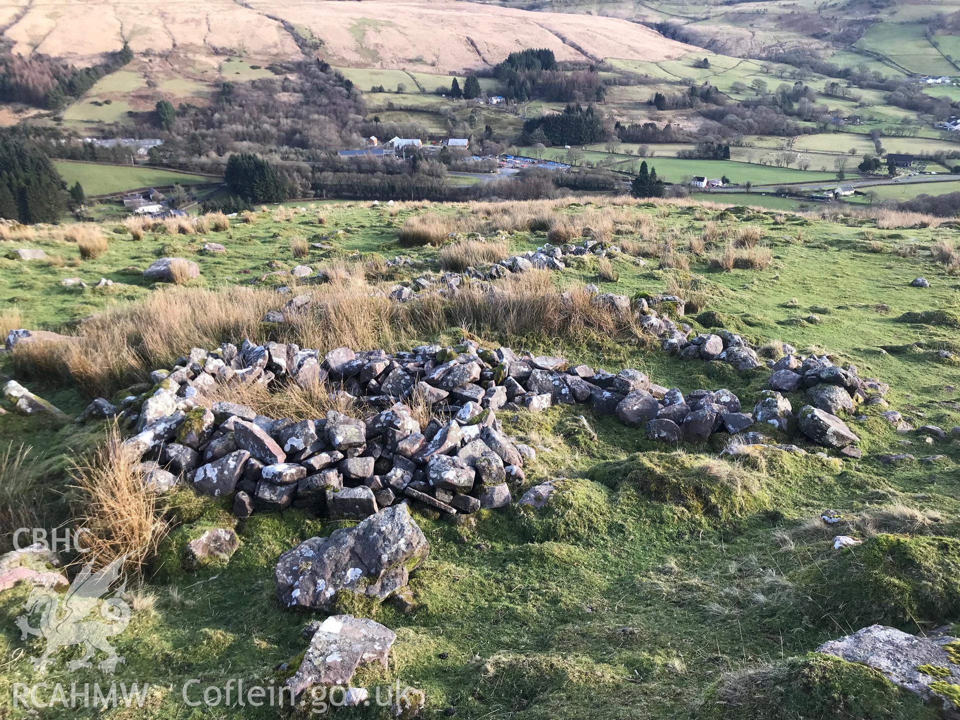View of Allt Fach deserted rural settlement, in the Brecon Beacons. Colour photograph taken by Paul R. Davis on 15th February 2019.