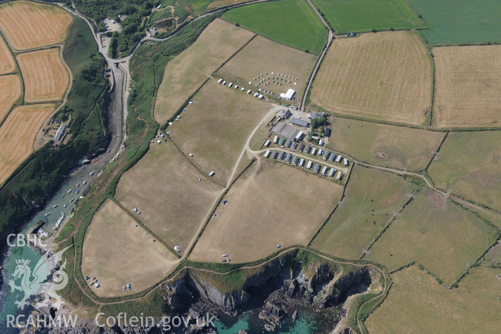 Porthclais landing point, near St Davids. Oblique aerial photograph taken during the Royal Commission?s programme of archaeological aerial reconnaissance by Toby Driver on 16th July 2013.