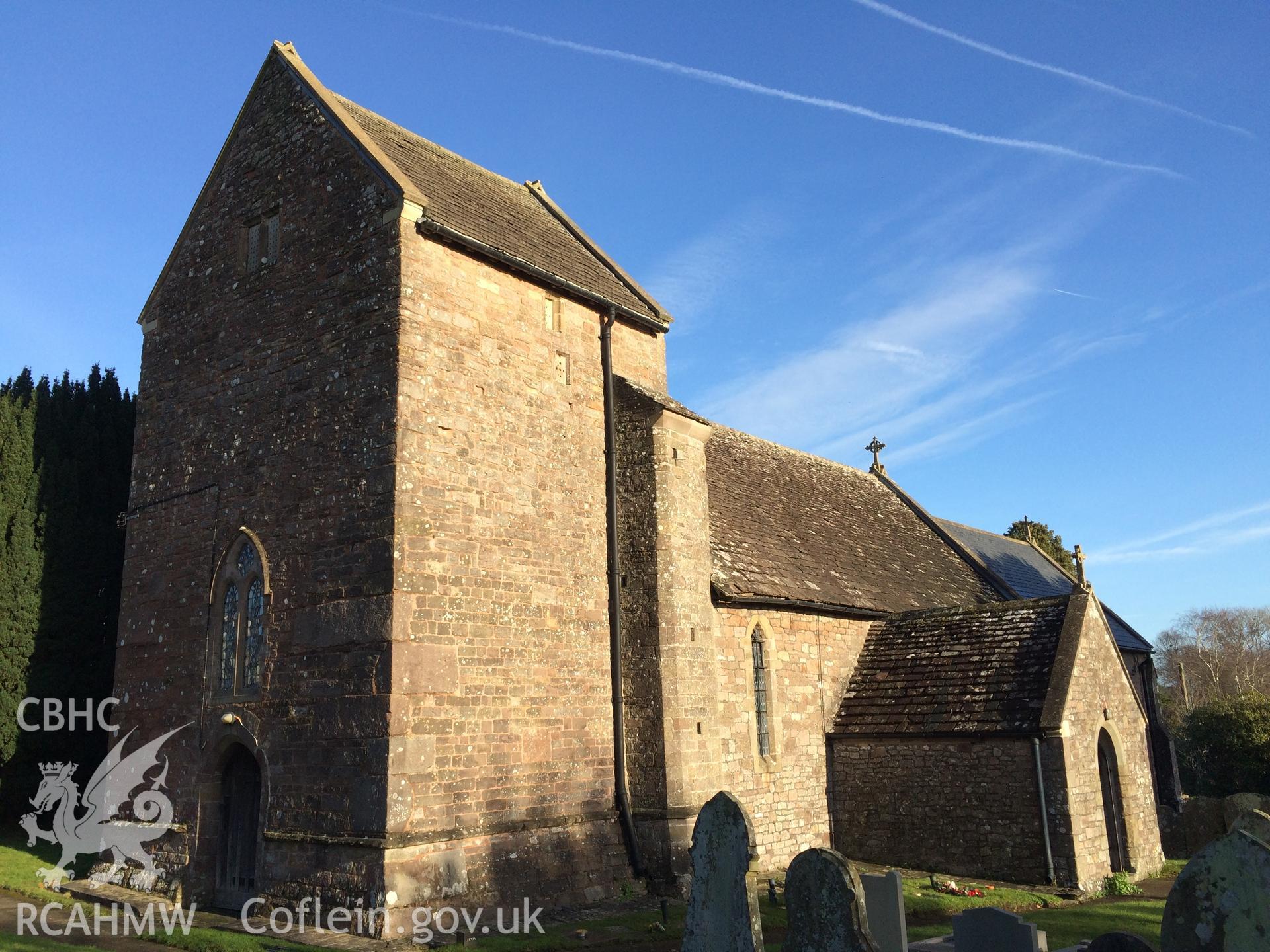 Photo showing Llanvaches Church, taken by Paul R. Davis, December 2017.