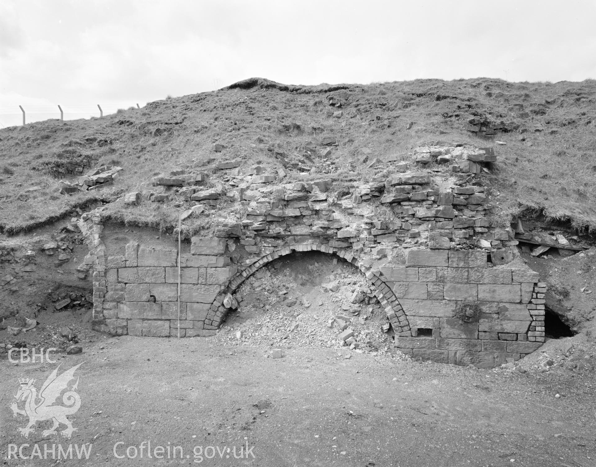 Digital copy of an acetate negative showing view of Blaenavon Ironworks taken by D.O.E. in 1977.