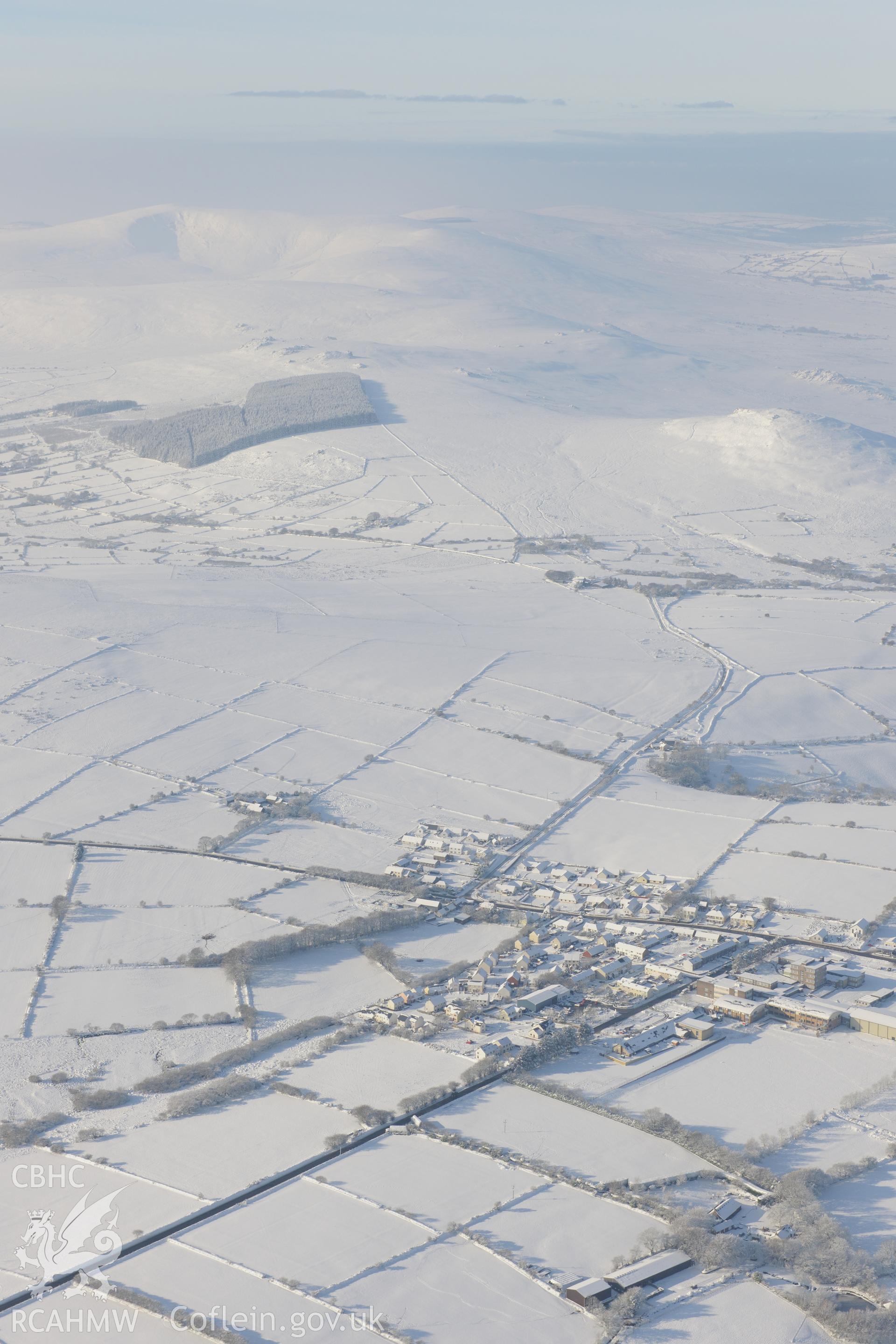 Crymych. Oblique aerial photograph taken during the Royal Commission?s programme of archaeological aerial reconnaissance by Toby Driver on 24th January 2013.