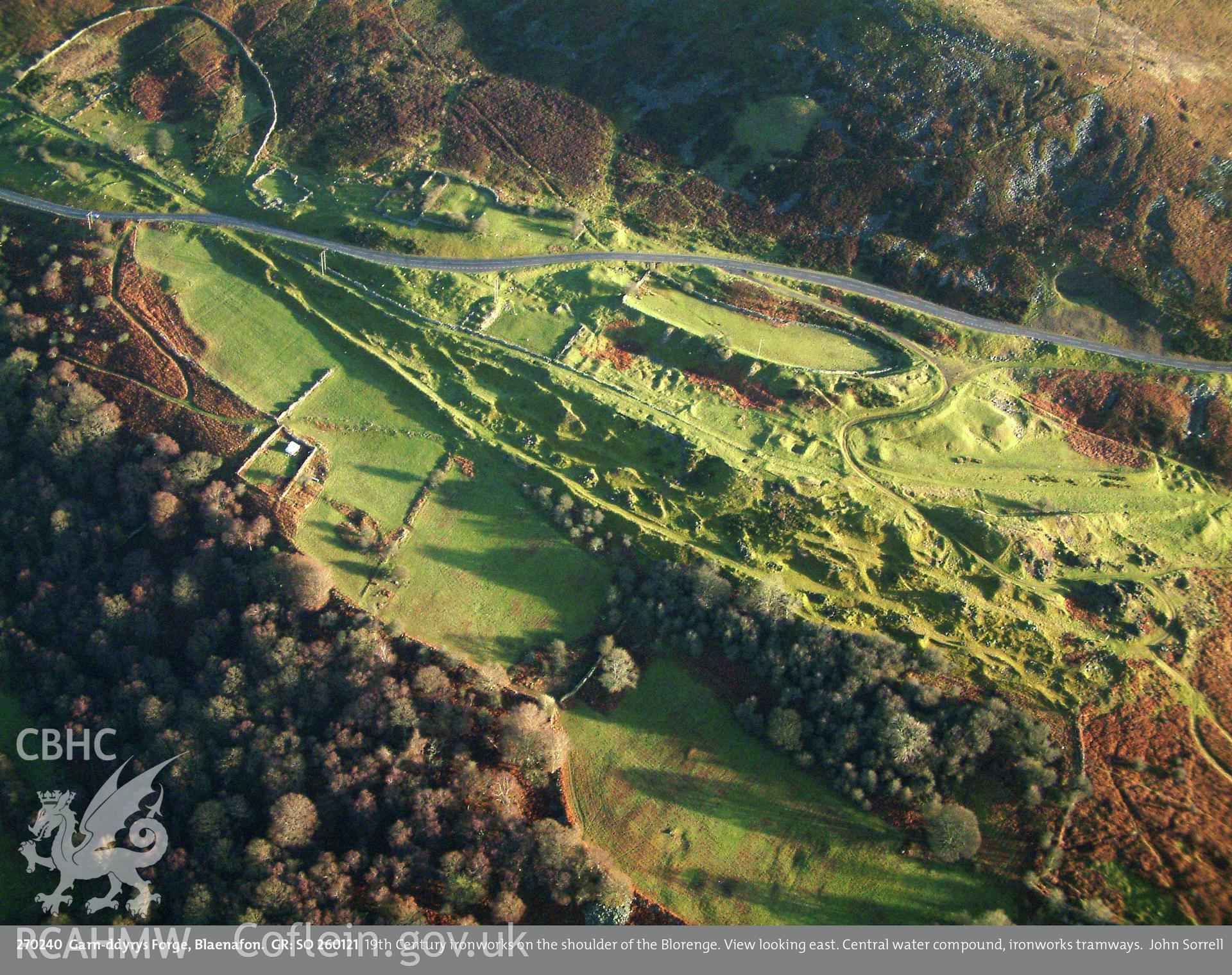 View of Garnddyrys Ironworks looking east, taken by John Sorrell, 2005.