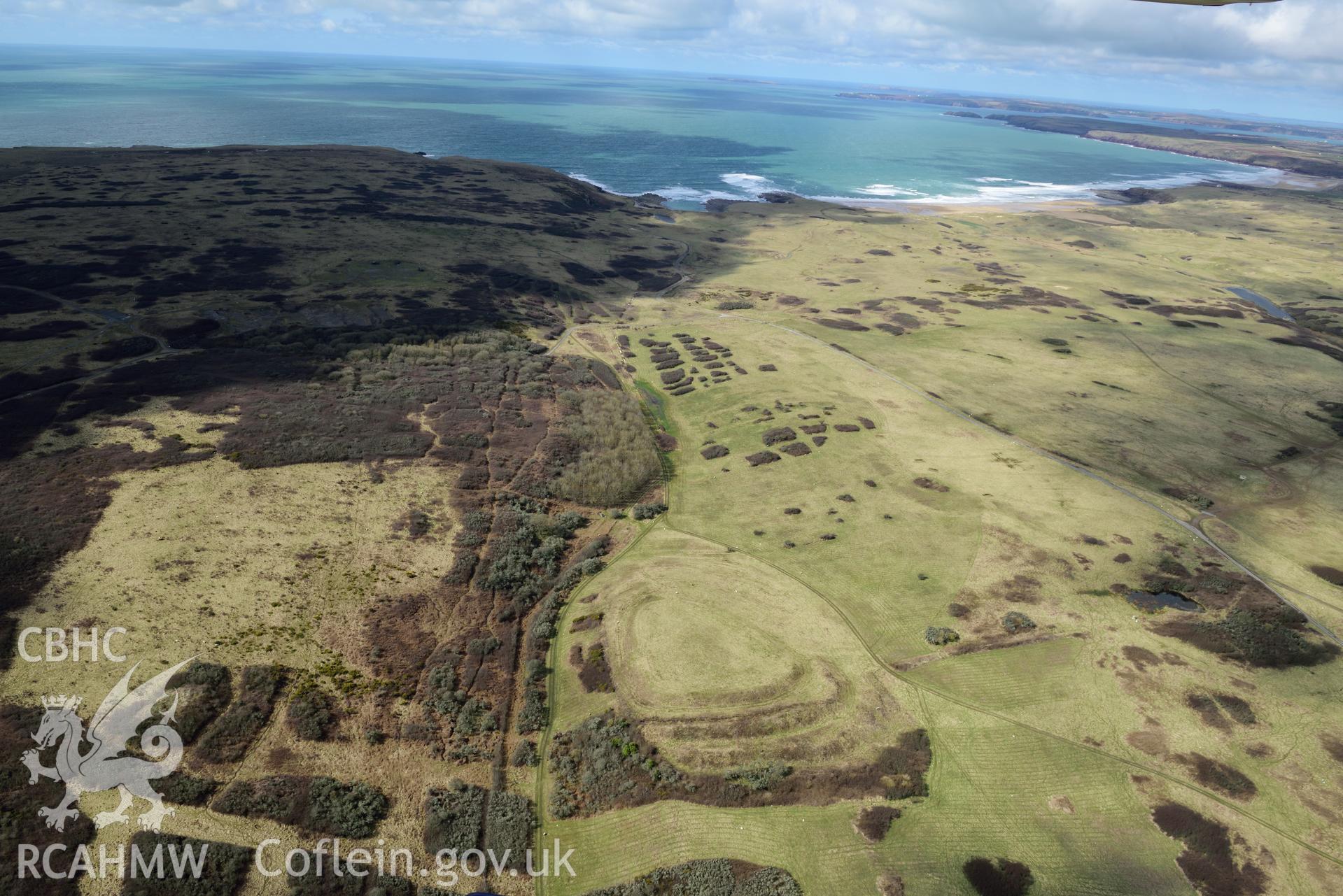 Bulliber Hill Camp. Baseline aerial reconnaissance survey for the CHERISH Project. ? Crown: CHERISH PROJECT 2018. Produced with EU funds through the Ireland Wales Co-operation Programme 2014-2020. All material made freely available through the Open Government Licence.