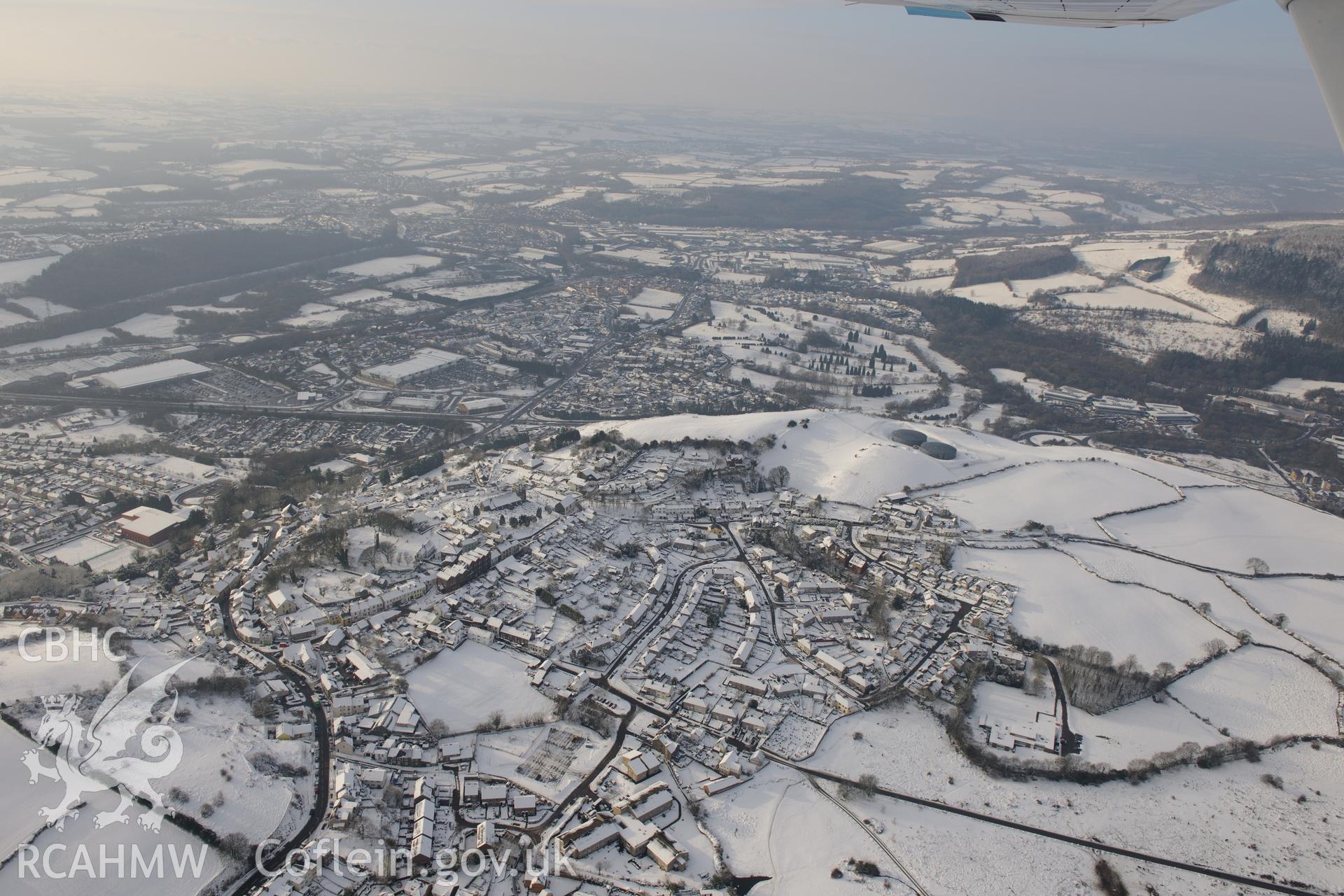 Llantrisant, north west of Cardiff. Oblique aerial photograph taken during the Royal Commission?s programme of archaeological aerial reconnaissance by Toby Driver on 24th January 2013.