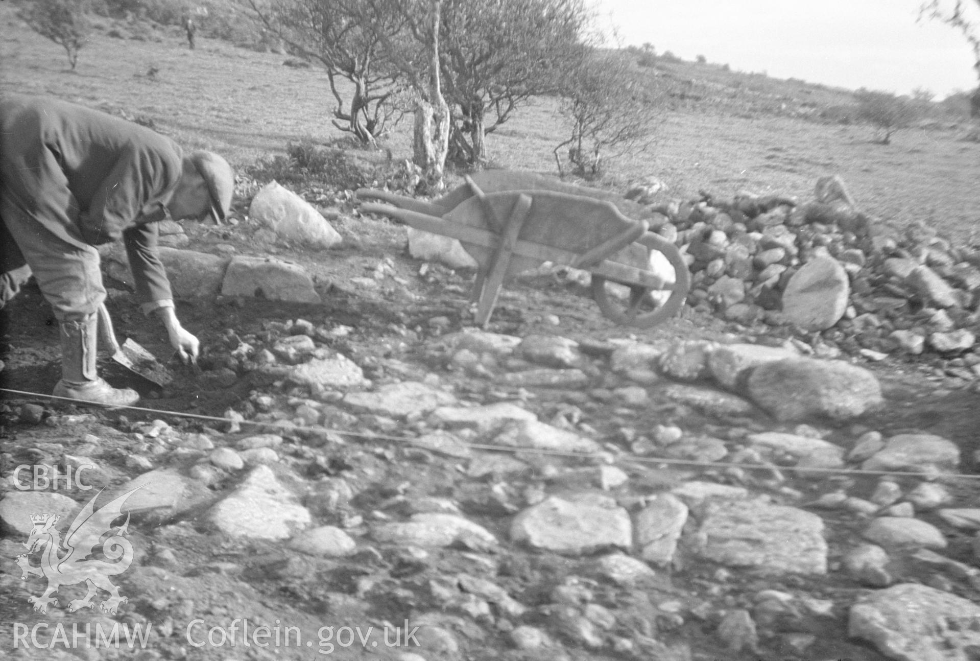 Digital copy of a nitrate negative showing Caerau ancient village. From the Cadw Monuments in Care Collection.