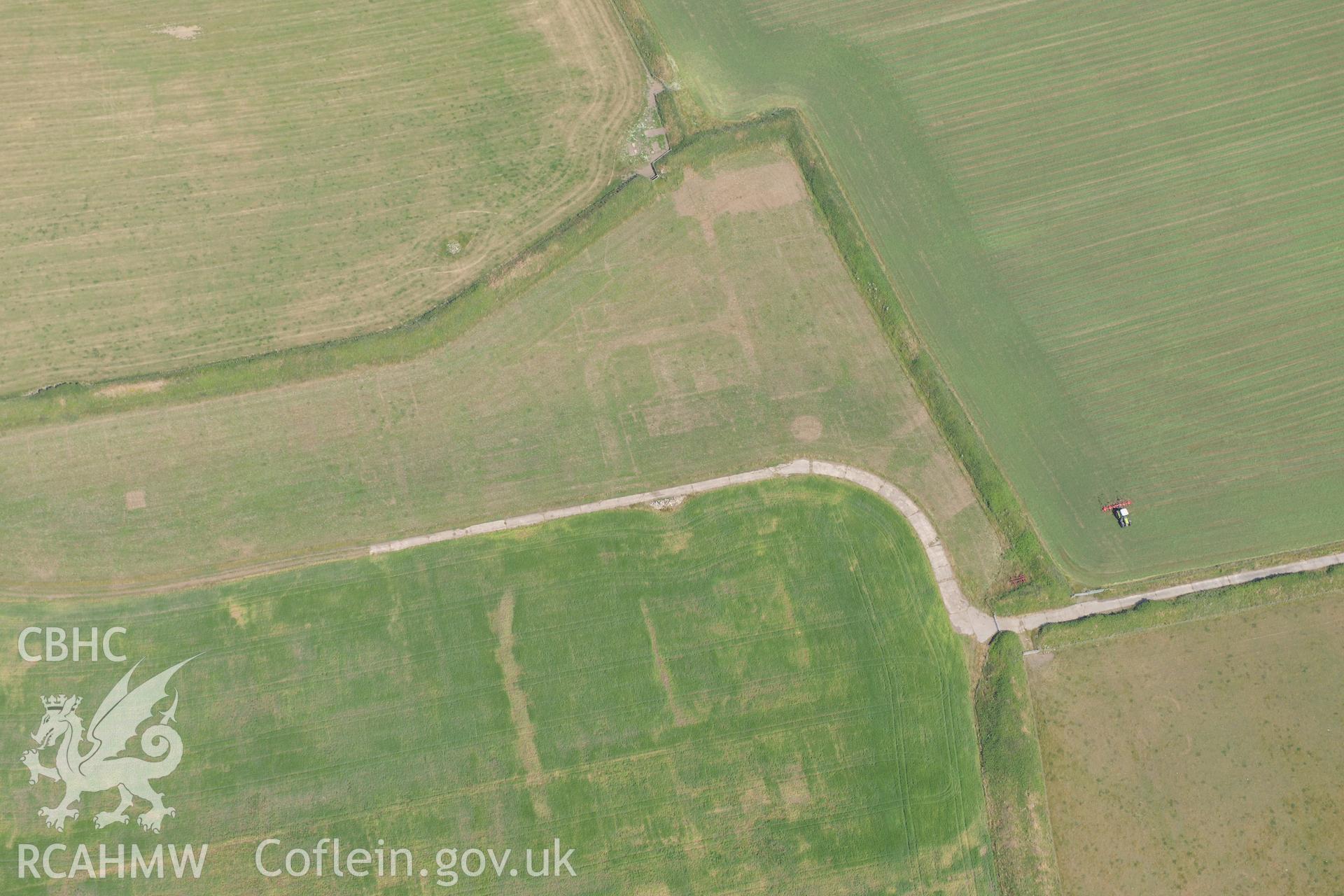 Site of the old Second World War Base the HMS Harrier, with site of associated chapel, Dale. Oblique aerial photograph taken during the Royal Commission?s programme of archaeological aerial reconnaissance by Toby Driver on 16th July 2013.