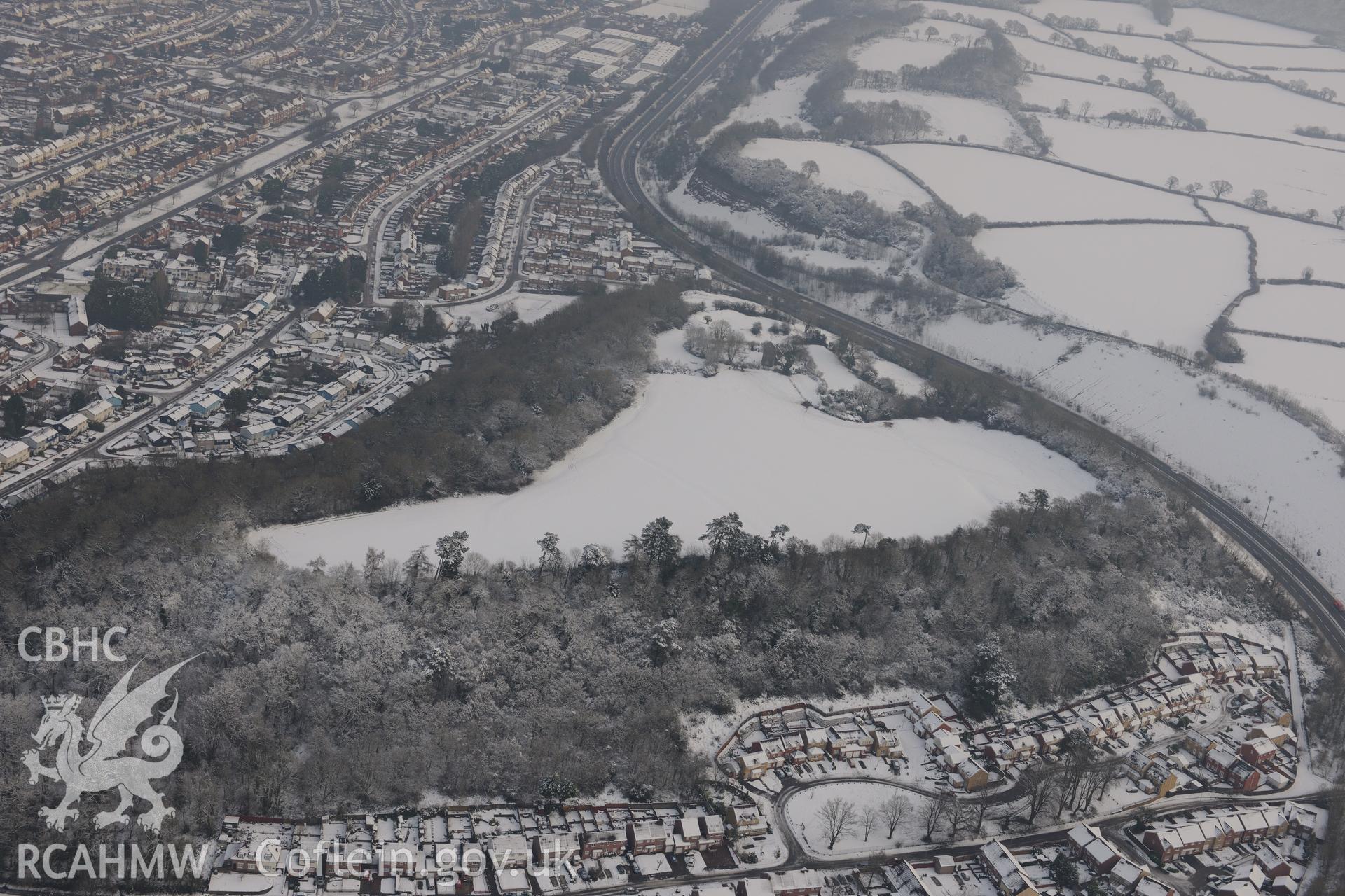 Caerau hillfort and Caerau community, Cardiff. Oblique aerial photograph taken during the Royal Commission?s programme of archaeological aerial reconnaissance by Toby Driver on 24th January 2013.