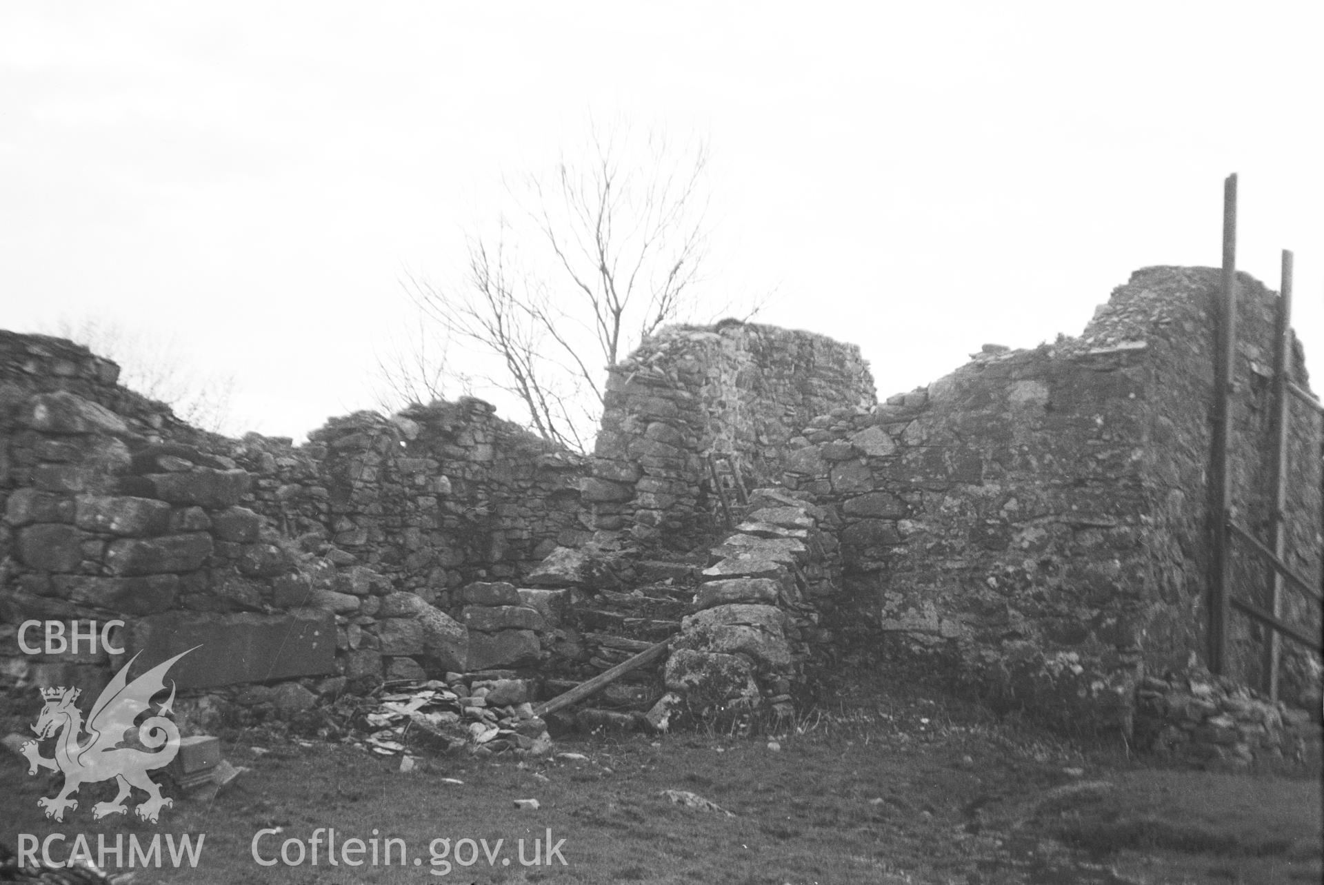 Digital copy of a nitrate negative showing Clenennau "medieval building".