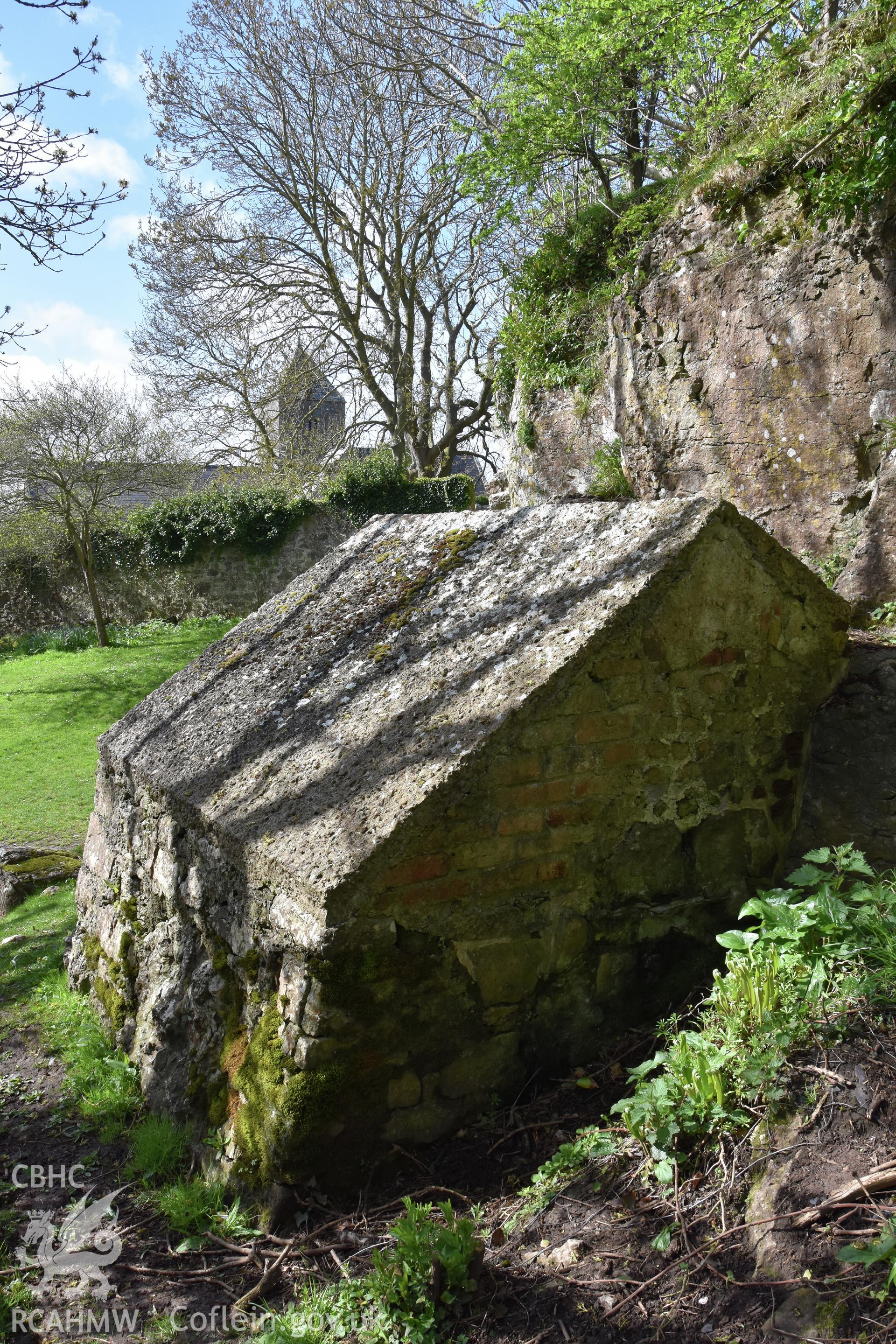 Investigator's photographic survey of St Seiriol's Well for the CHERISH Project. ? Crown: CHERISH PROJECT 2019. Produced with EU funds through the Ireland Wales Co-operation Programme 2014-2020. All material made freely available through the Open Government Licence.