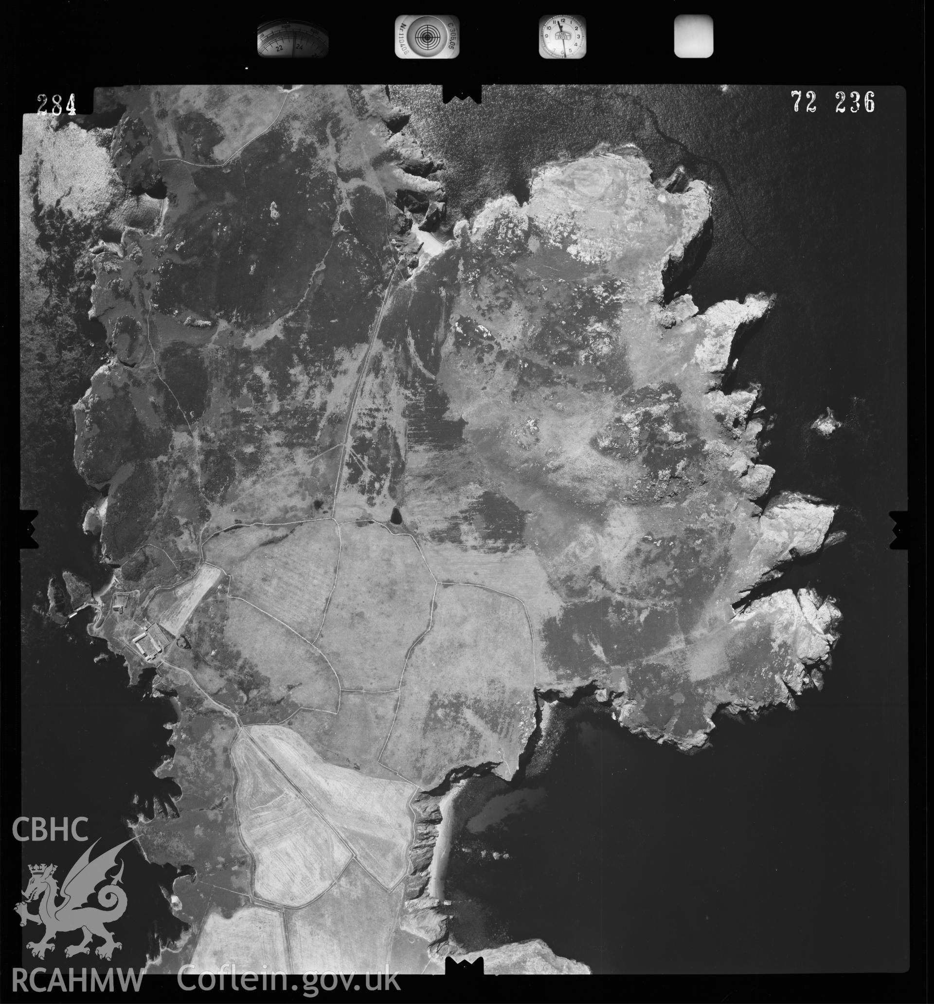 Digital copy of an aerial view of Ramsey Island taken by Ordnance Survey in 1972.