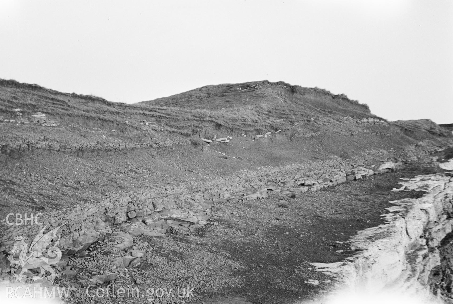 Digital copy of a nitrate negative showing view of Danish Fort on Sully Island taken by Leonard Monroe.