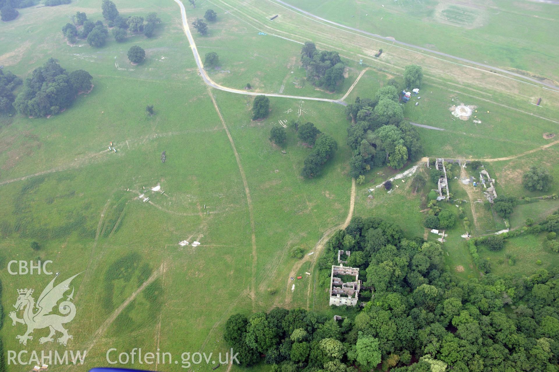 Royal Commission aerial photography of Piercefield Park taken during drought conditions on 22nd July 2013.