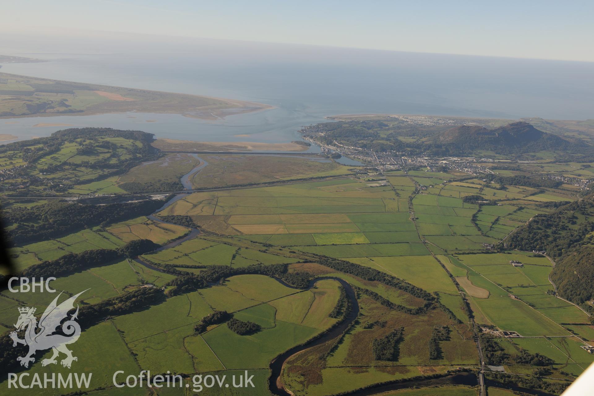 Porthmadog. Oblique aerial photograph taken during the Royal Commission's programme of archaeological aerial reconnaissance by Toby Driver on 2nd October 2015.