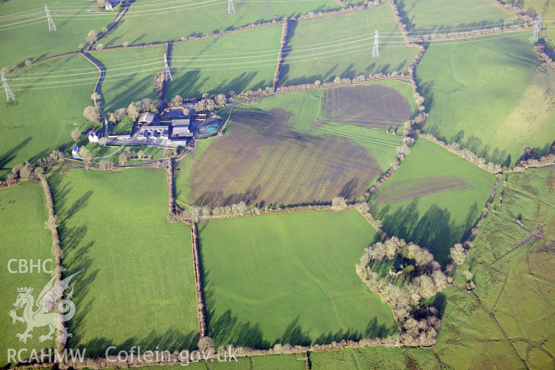 St Michael's Church, Trefenty. Oblique aerial photograph taken during the Royal Commission's programme of archaeological aerial reconnaissance by Toby Driver on 6th January 2015.
