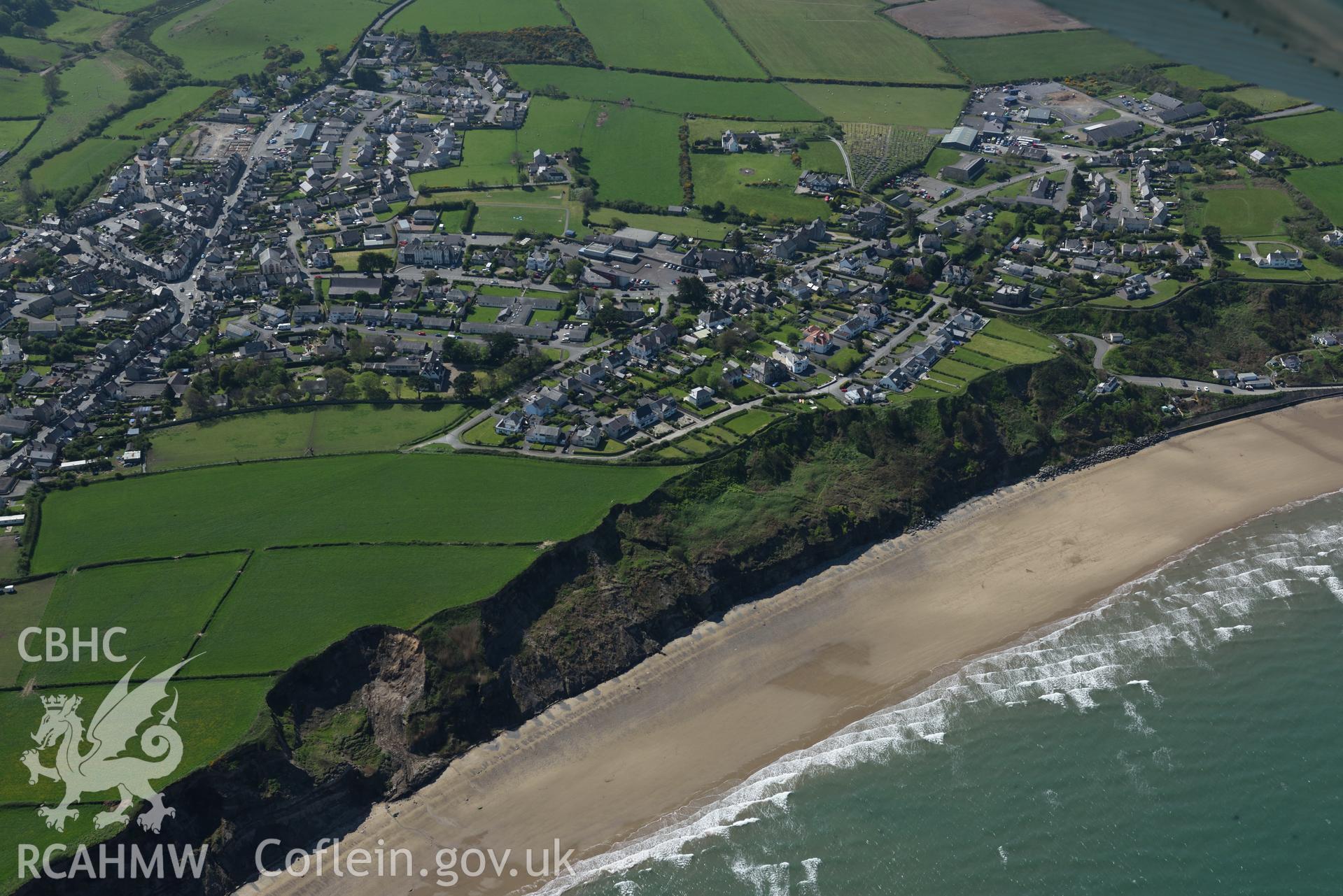 Aerial photography of Nefyn taken on 3rd May 2017.  Baseline aerial reconnaissance survey for the CHERISH Project. ? Crown: CHERISH PROJECT 2017. Produced with EU funds through the Ireland Wales Co-operation Programme 2014-2020. All material made freely available through the Open Government Licence.