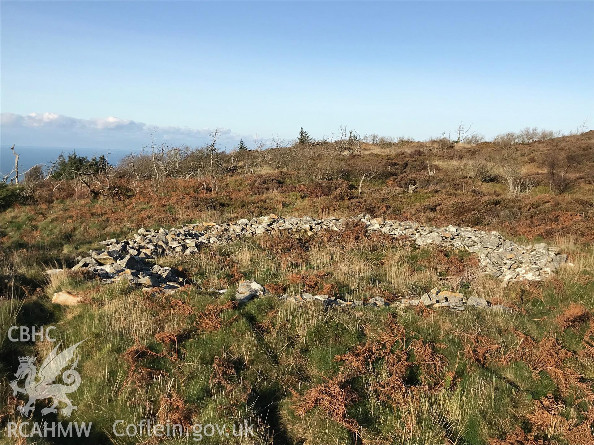 Digital colour photograph showing Garn Boduan hillfort, Buan, near Morfa Nefyn, taken by Paul Davis on 3rd December 2019.