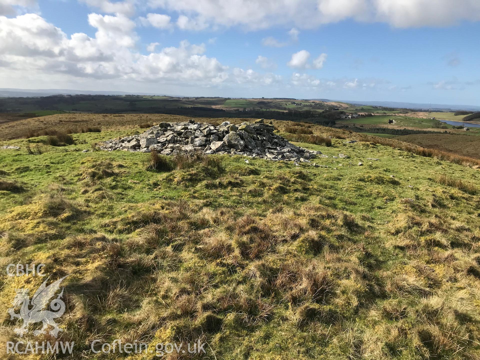 Digital colour photograph of Garw Wen cairn, Trefenter, Lledrod, taken by Paul R. Davis on 24th March 2019.