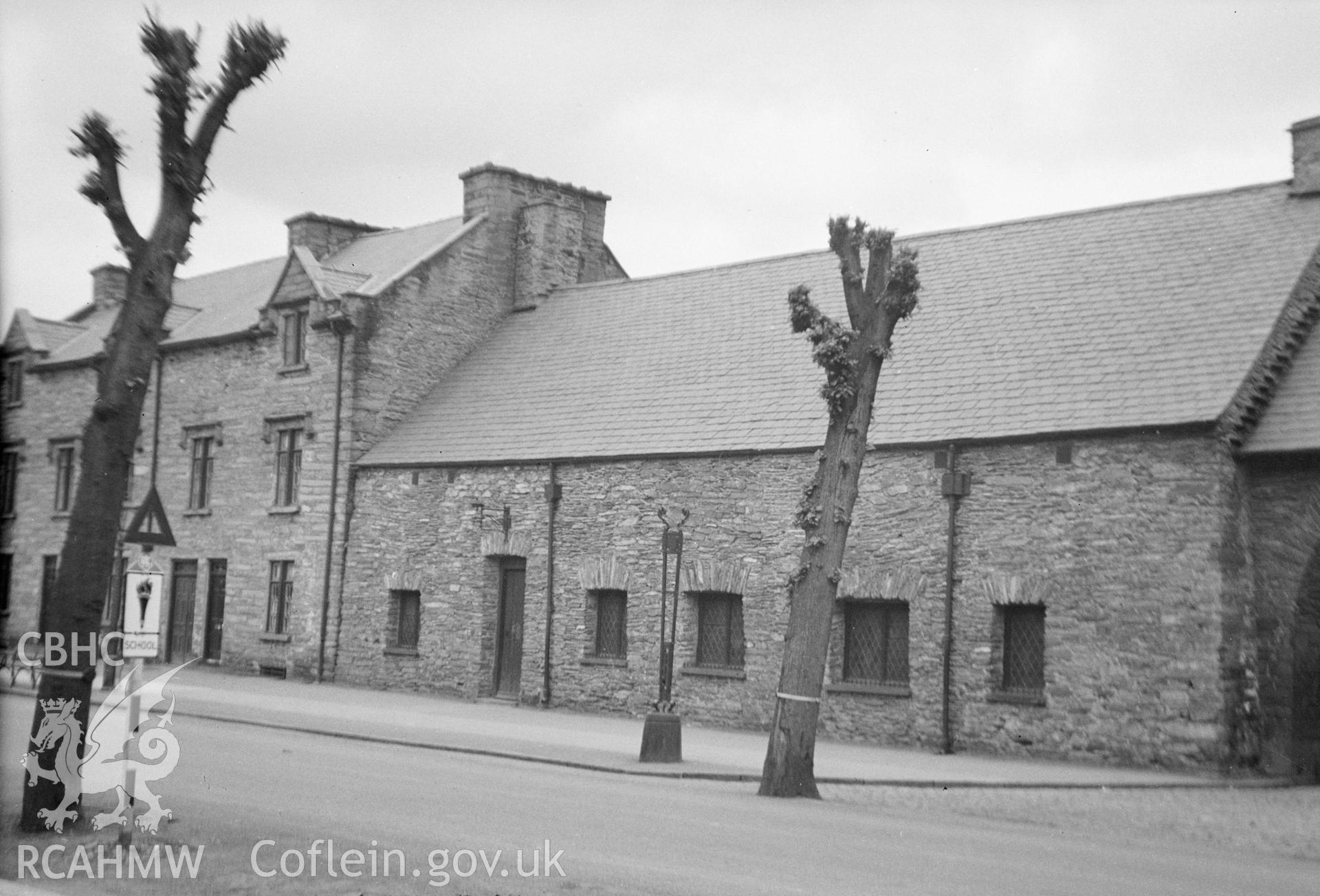 Digital copy of a black and white negative showing Owain Glyndwr Institute, Machynlleth.