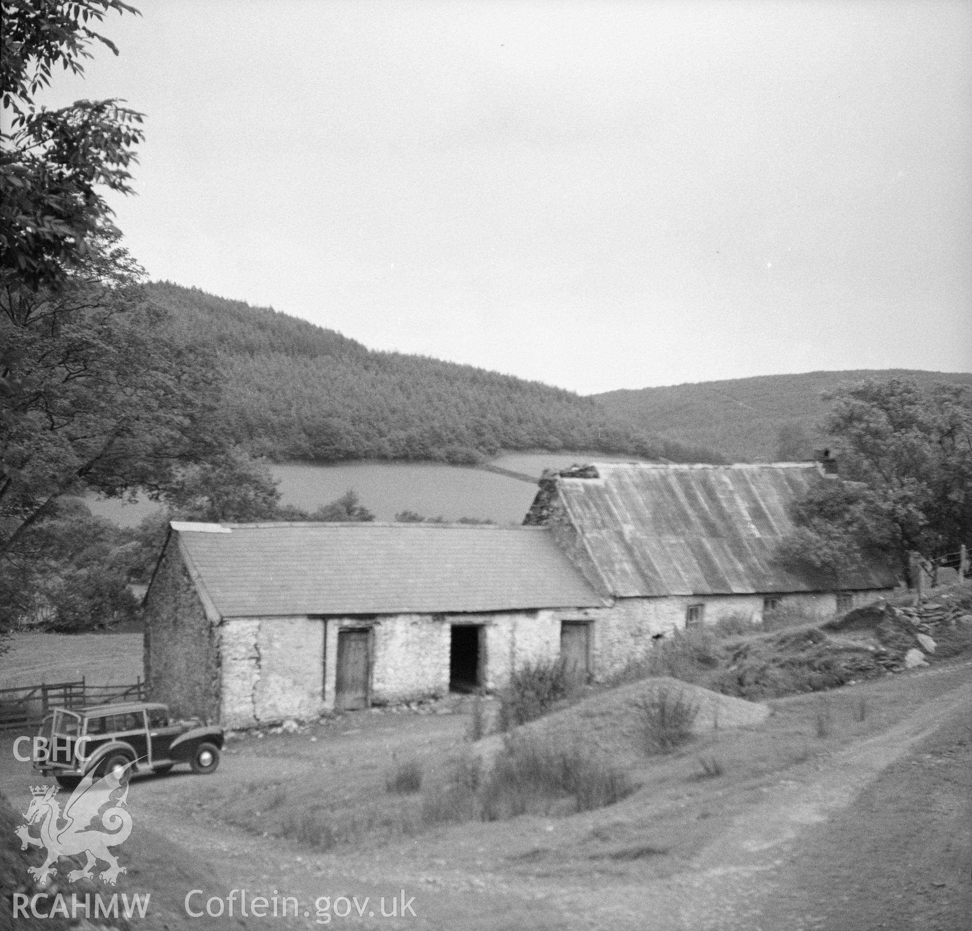 Digital copy of a black and white nitrate negative showing exterior view of Erw Domi, Porth-y-Rhyd, Carmarthenshire