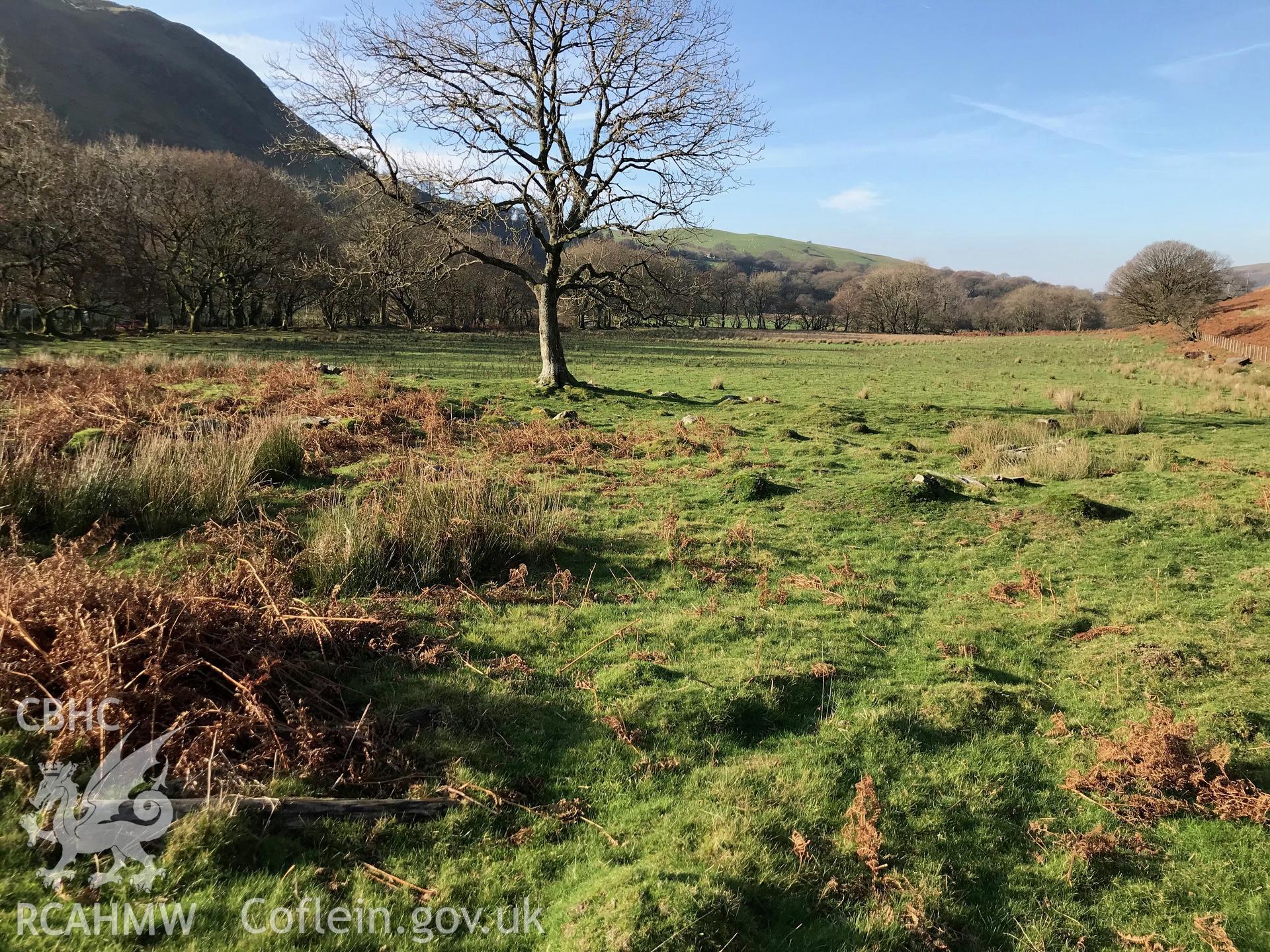 View of Cwm Du settlement, Troed y Rhiw, Ystrad Fflur. Colour photograph taken by Paul R. Davis on 18th November 2018.