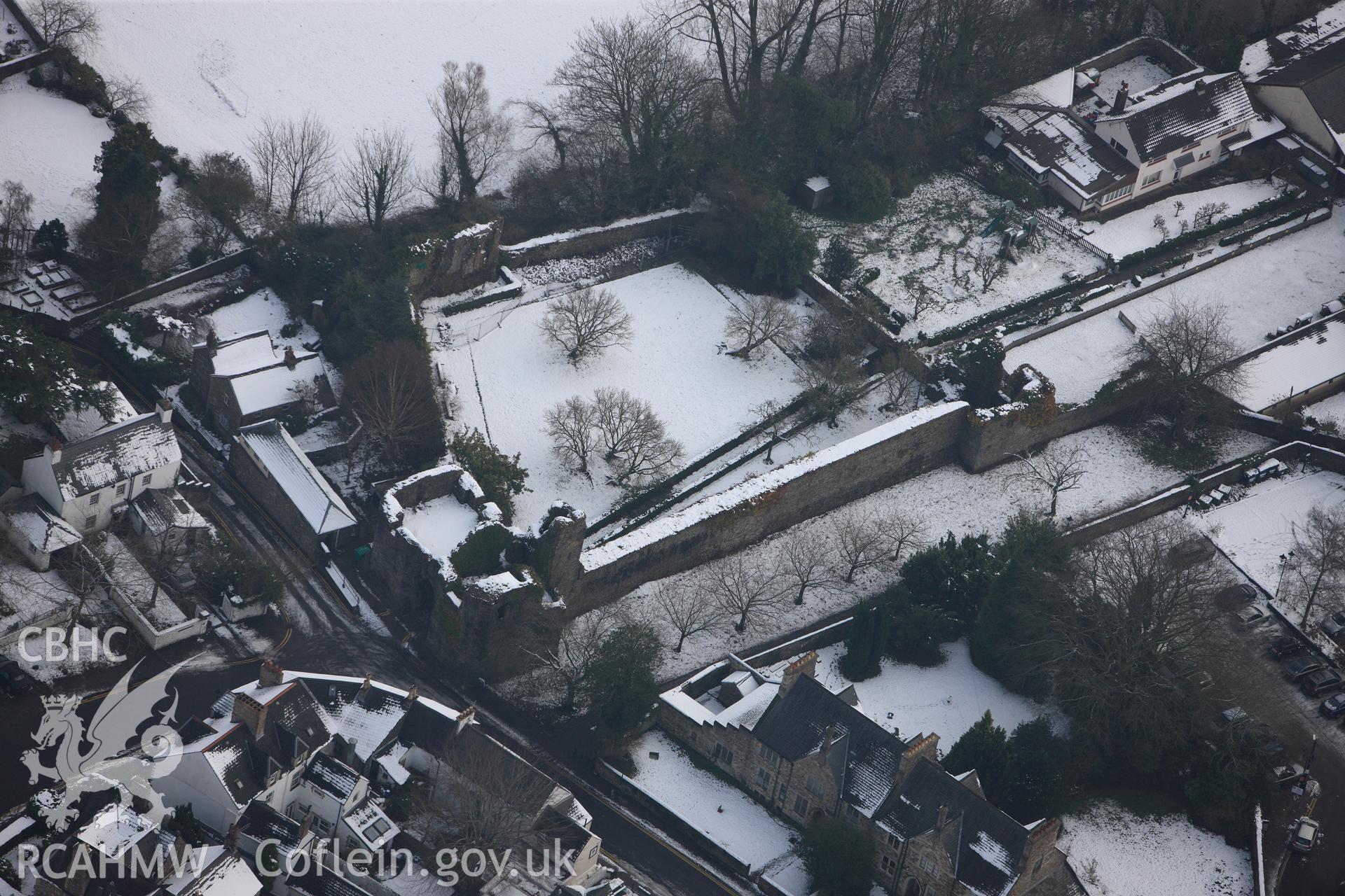 Old Bishop's Palace, Llandaff, Cardiff. Oblique aerial photograph taken during the Royal Commission?s programme of archaeological aerial reconnaissance by Toby Driver on 24th January 2013.